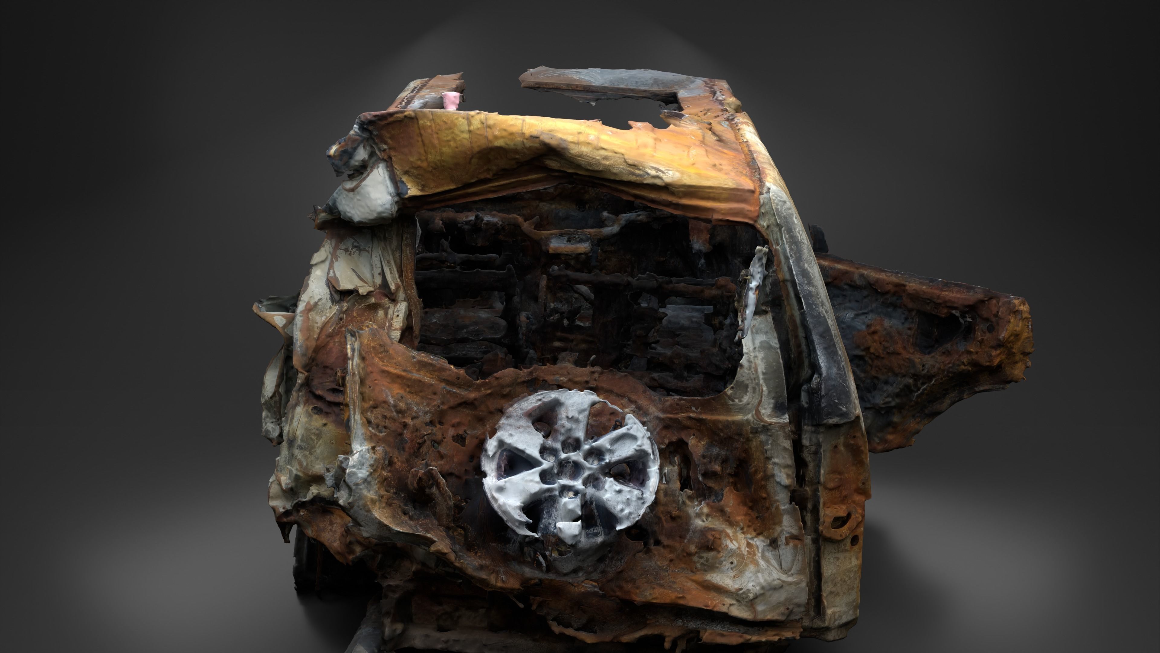 Destroyed and burnt civil car Photoscan 3D model_17