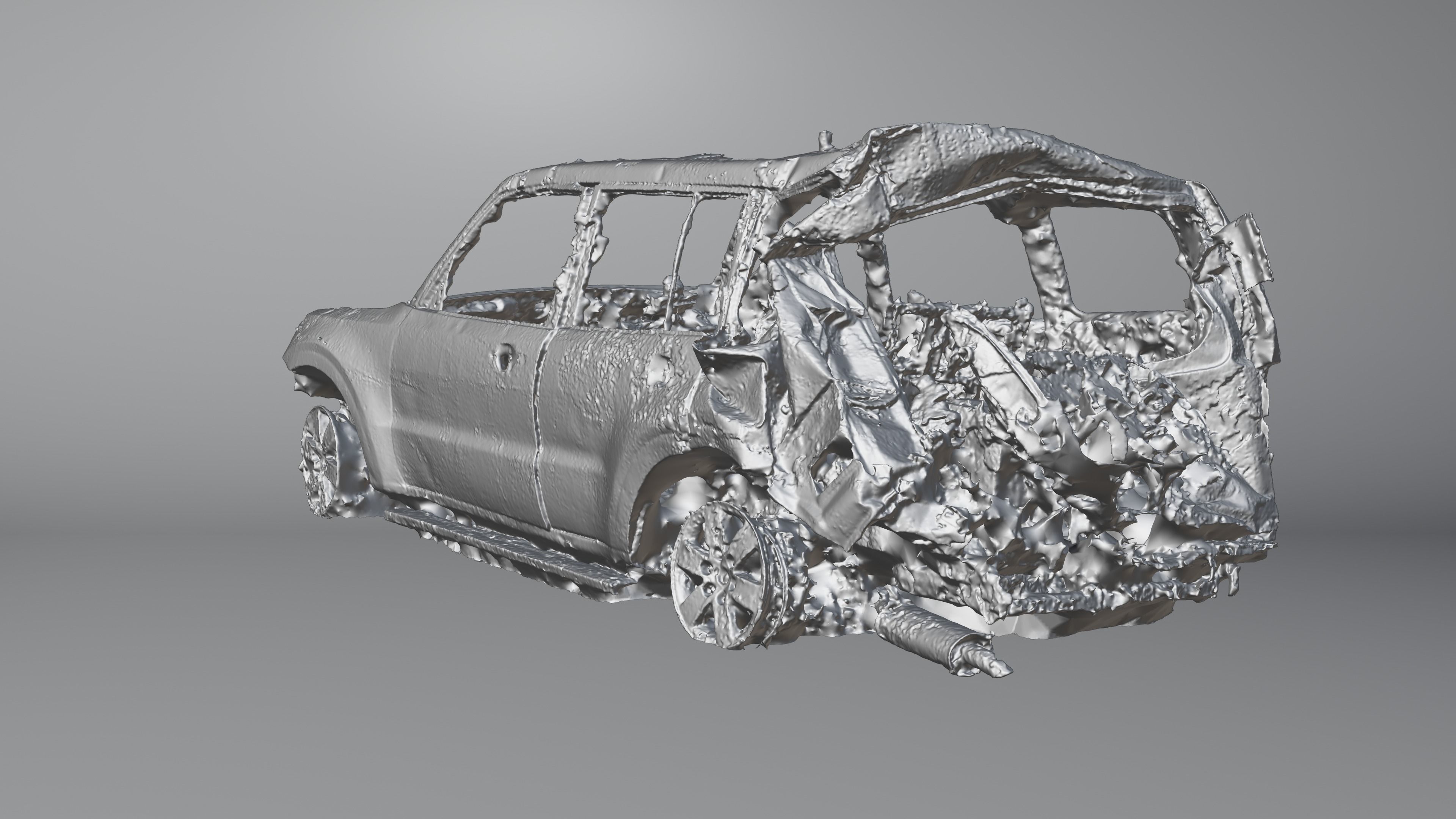 Destroyed and burnt civil car Photoscan 3D model_24