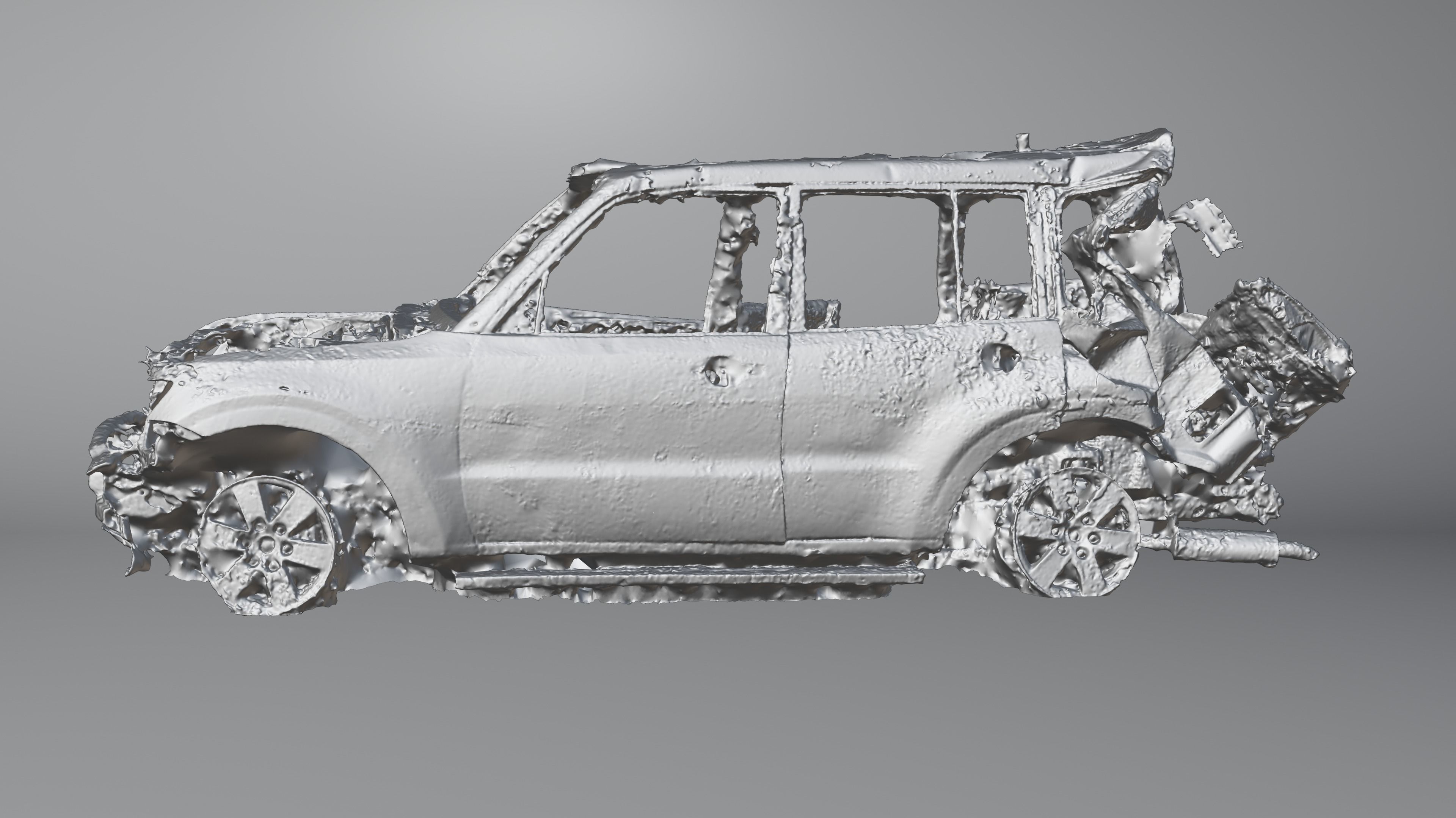 Destroyed and burnt civil car Photoscan 3D model_26