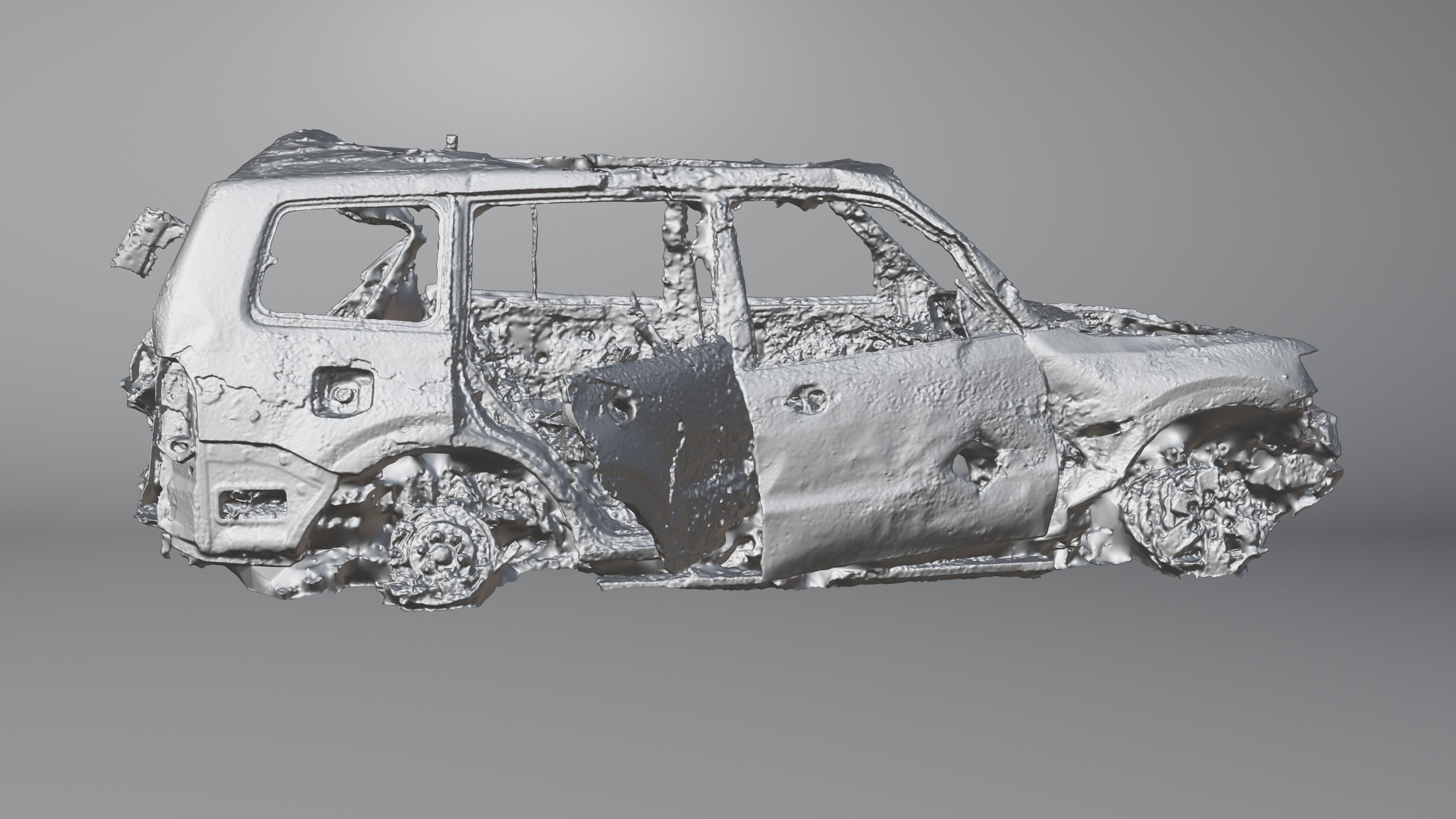 Destroyed and burnt civil car Photoscan 3D model_20