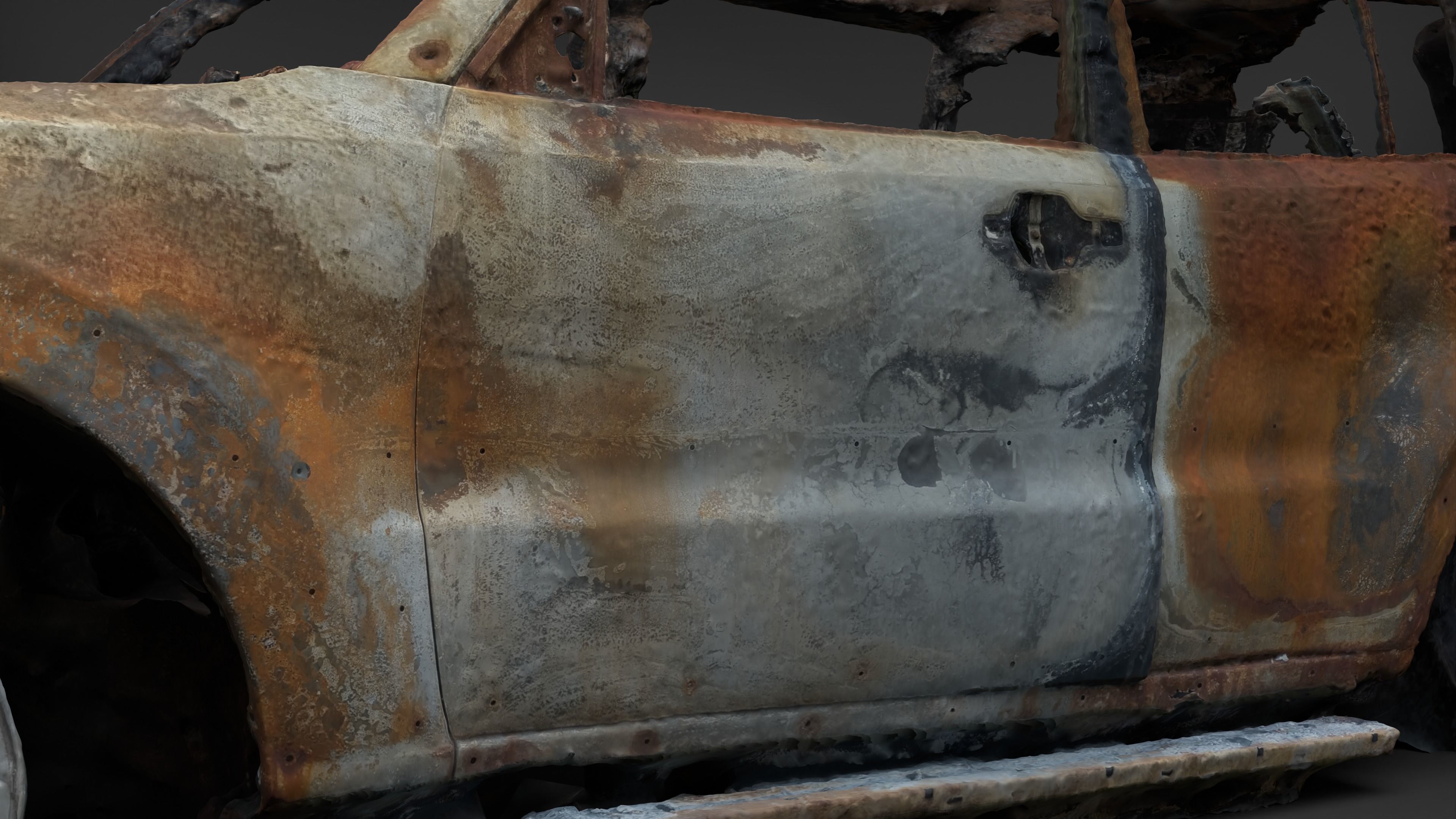 Destroyed and burnt civil car Photoscan 3D model_16