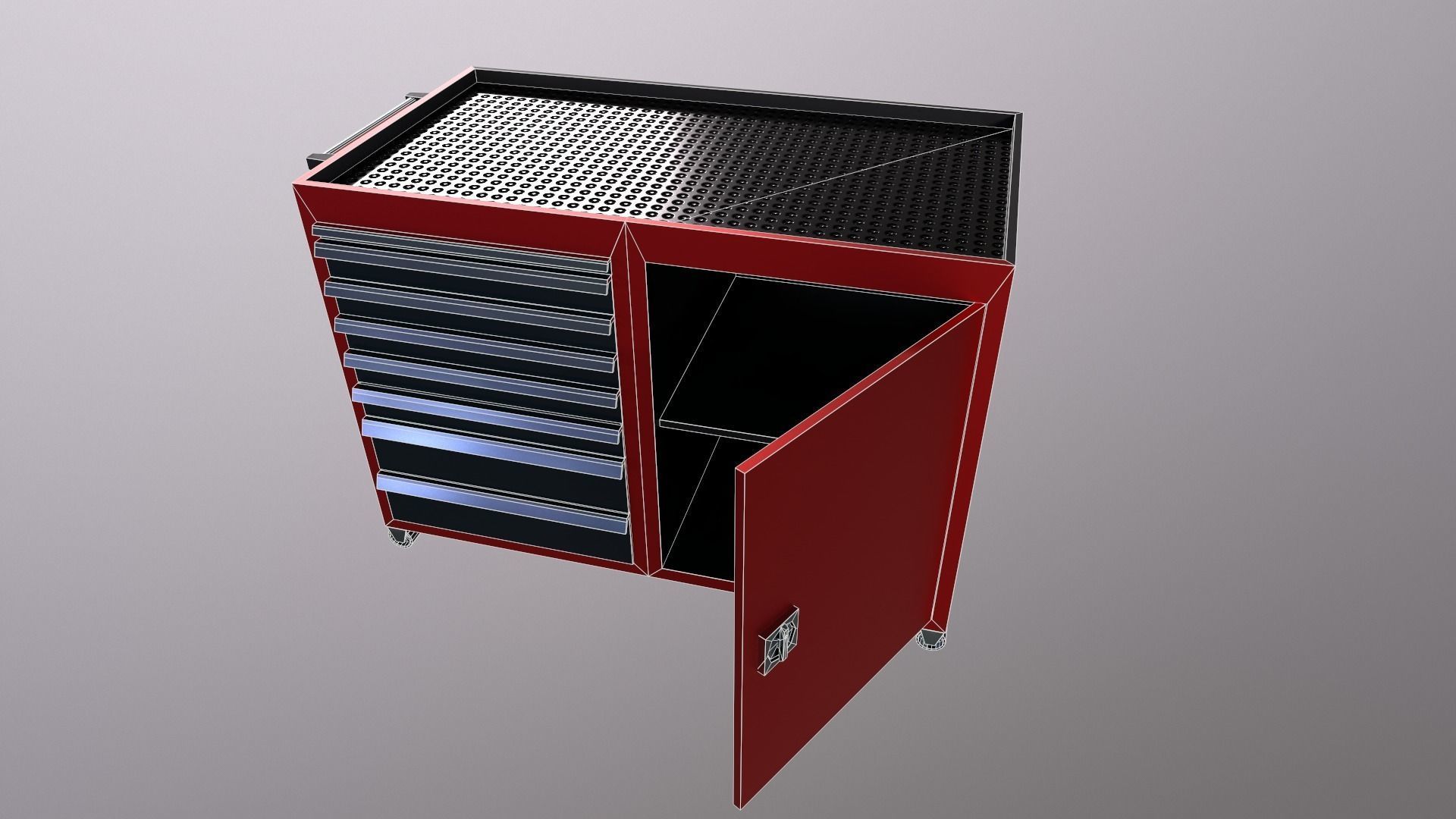 tool cabinet Low-poly 3D model_7