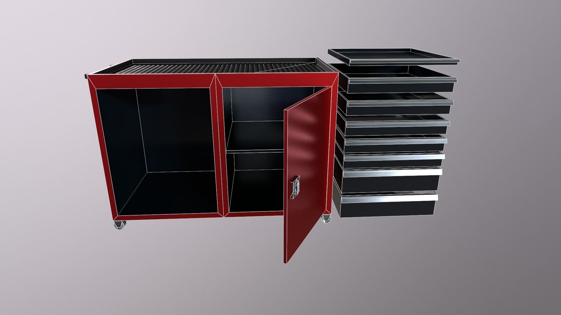 tool cabinet Low-poly 3D model_8
