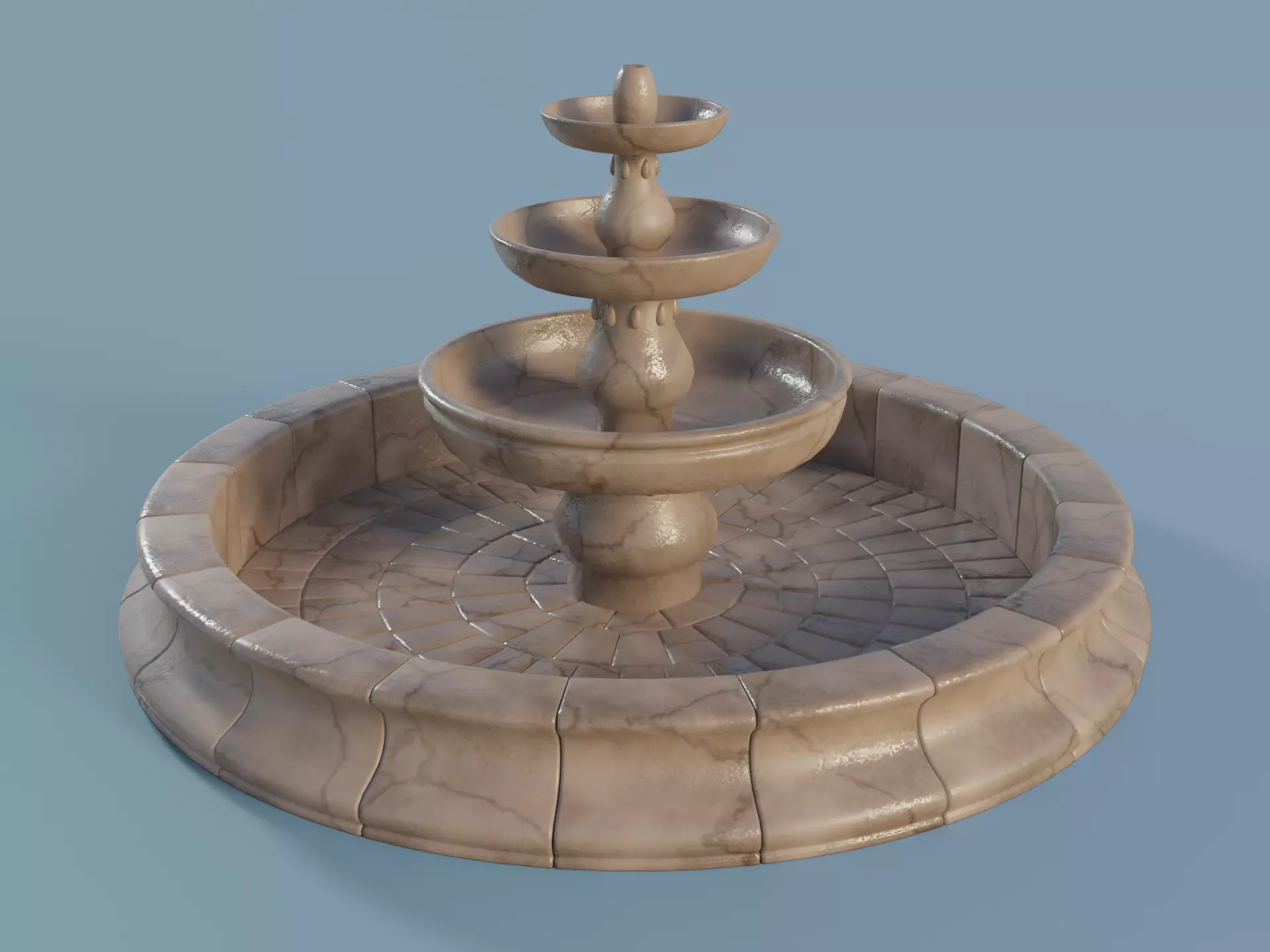Marble Fountain Low-poly 3D model