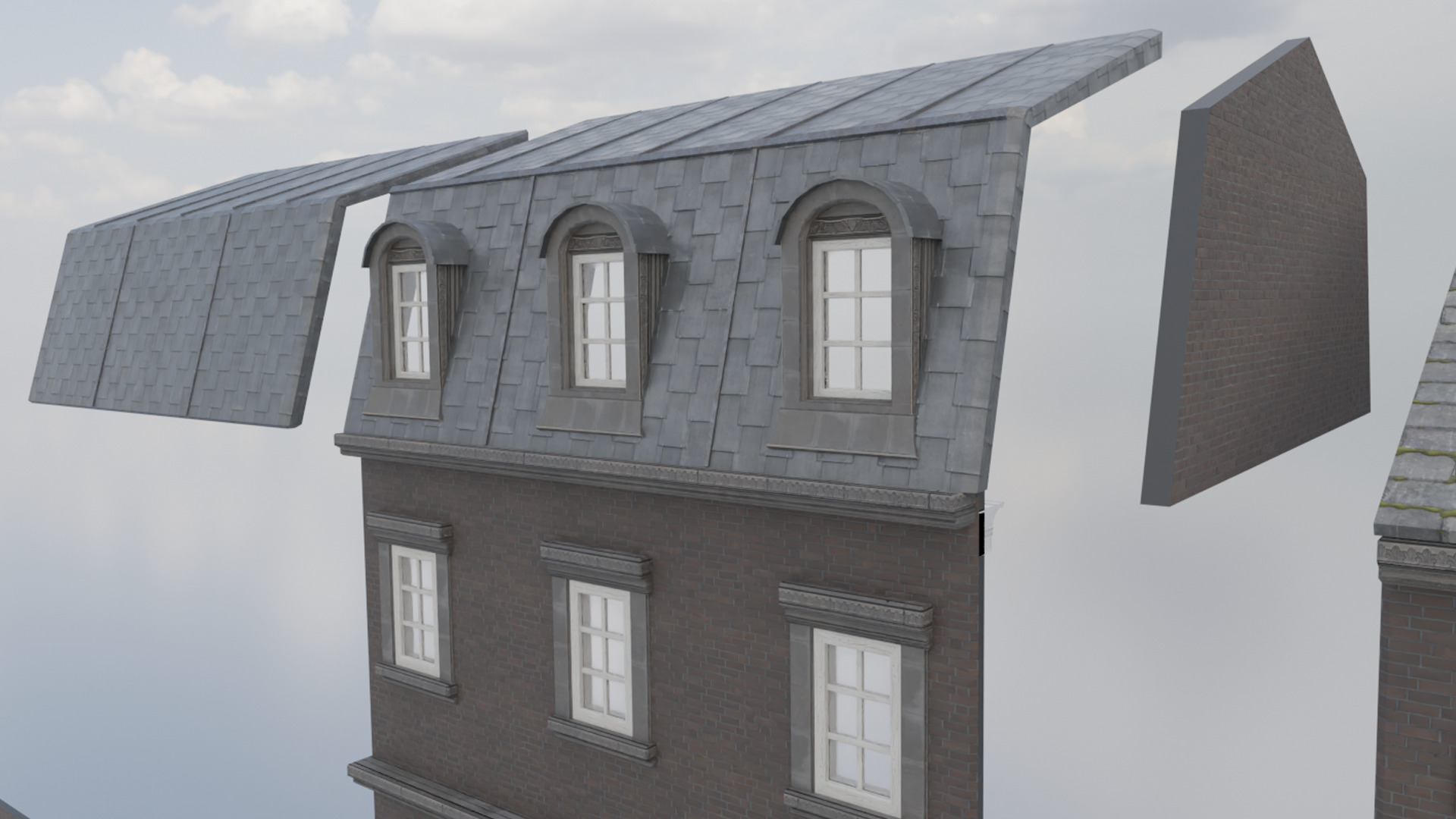 Modular Victorian Walls - Houses Low-poly 3D model_3