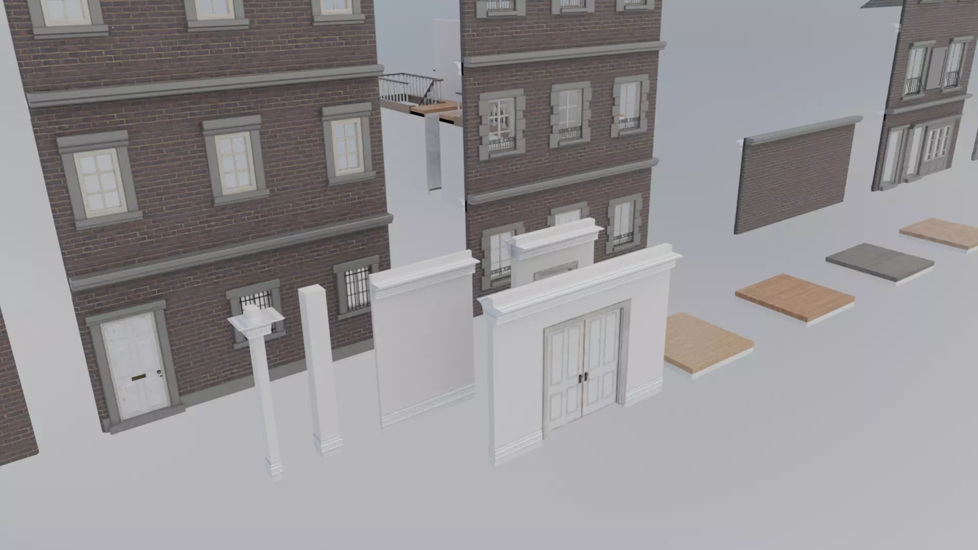 Modular Victorian Walls - Houses Low-poly 3D model_2
