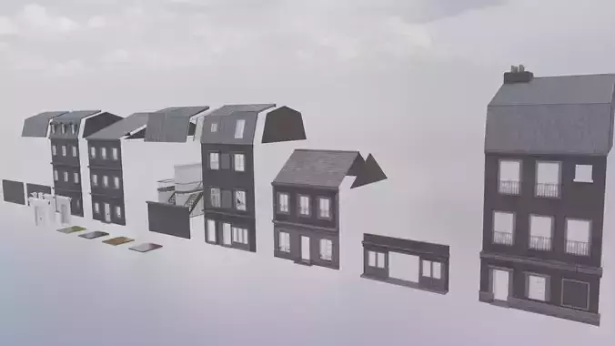 Modular Victorian Walls - Houses Low-poly 3D model