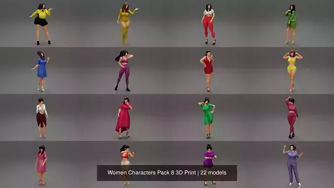 Women Characters Pack 8 3D Print 3D Model Collection