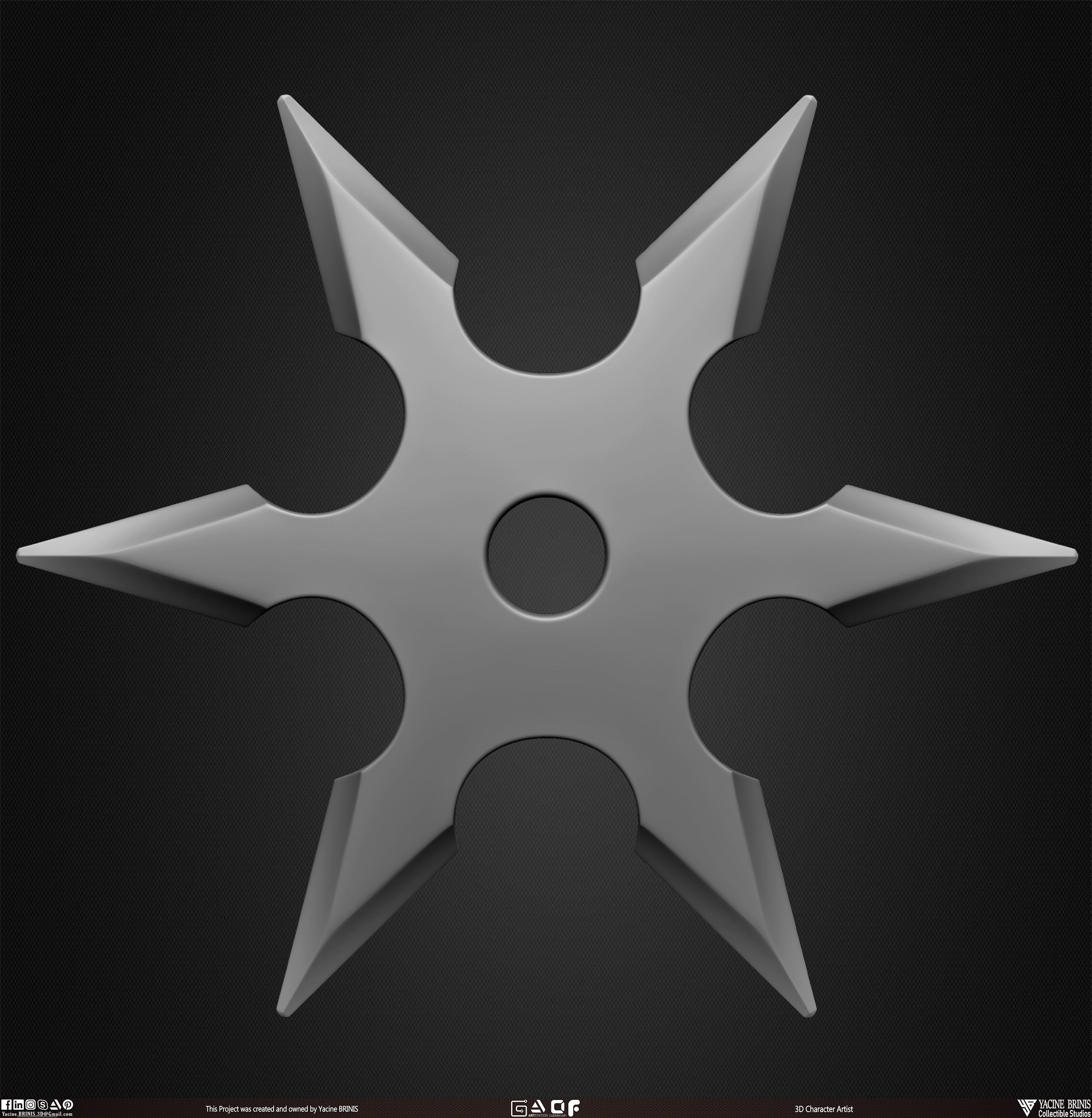 10 Shuriken Throwing Weapons Pack 01 Low-poly 3D model_27