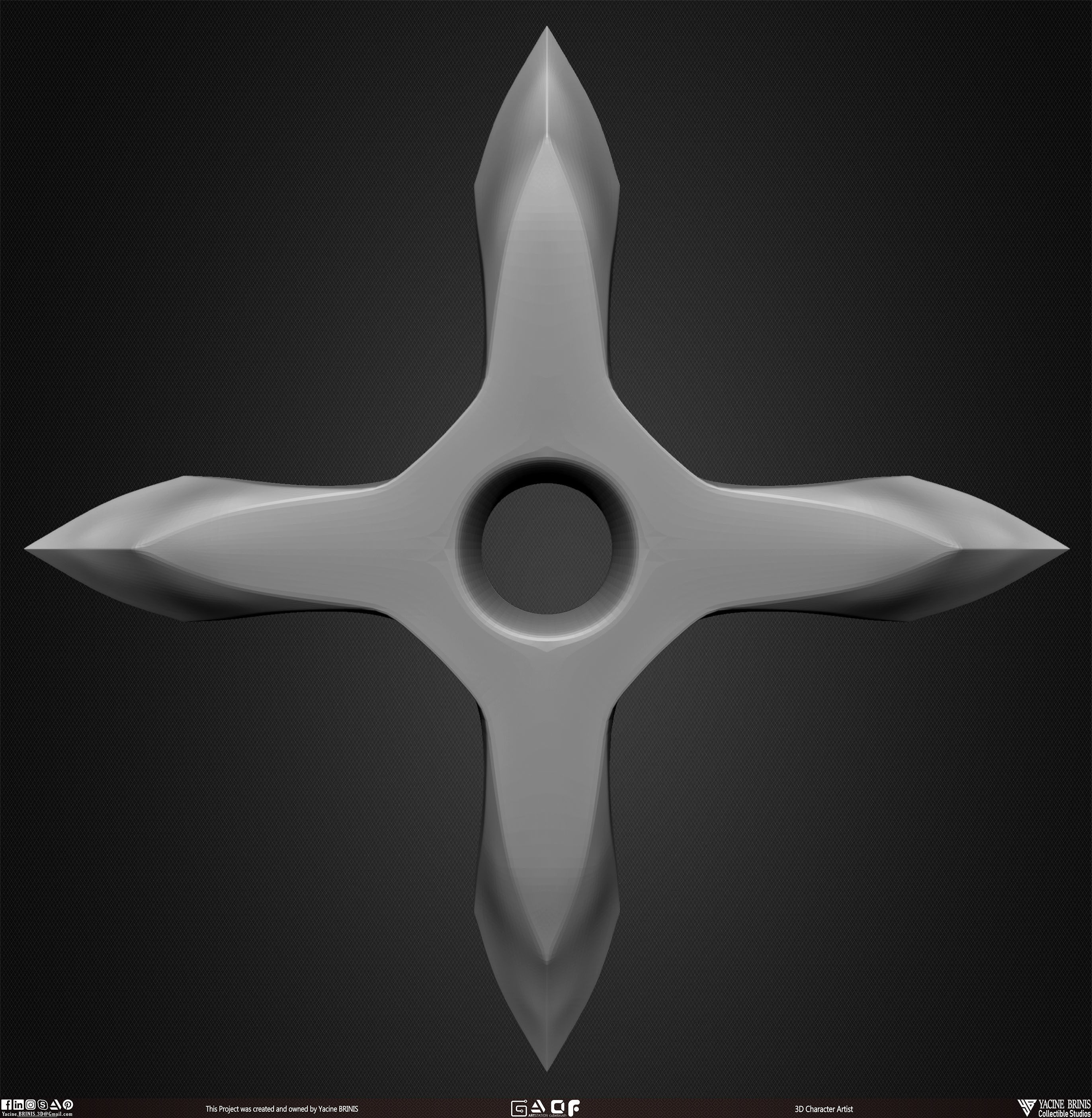 10 Shuriken Throwing Weapons Pack 01 Low-poly 3D model_23