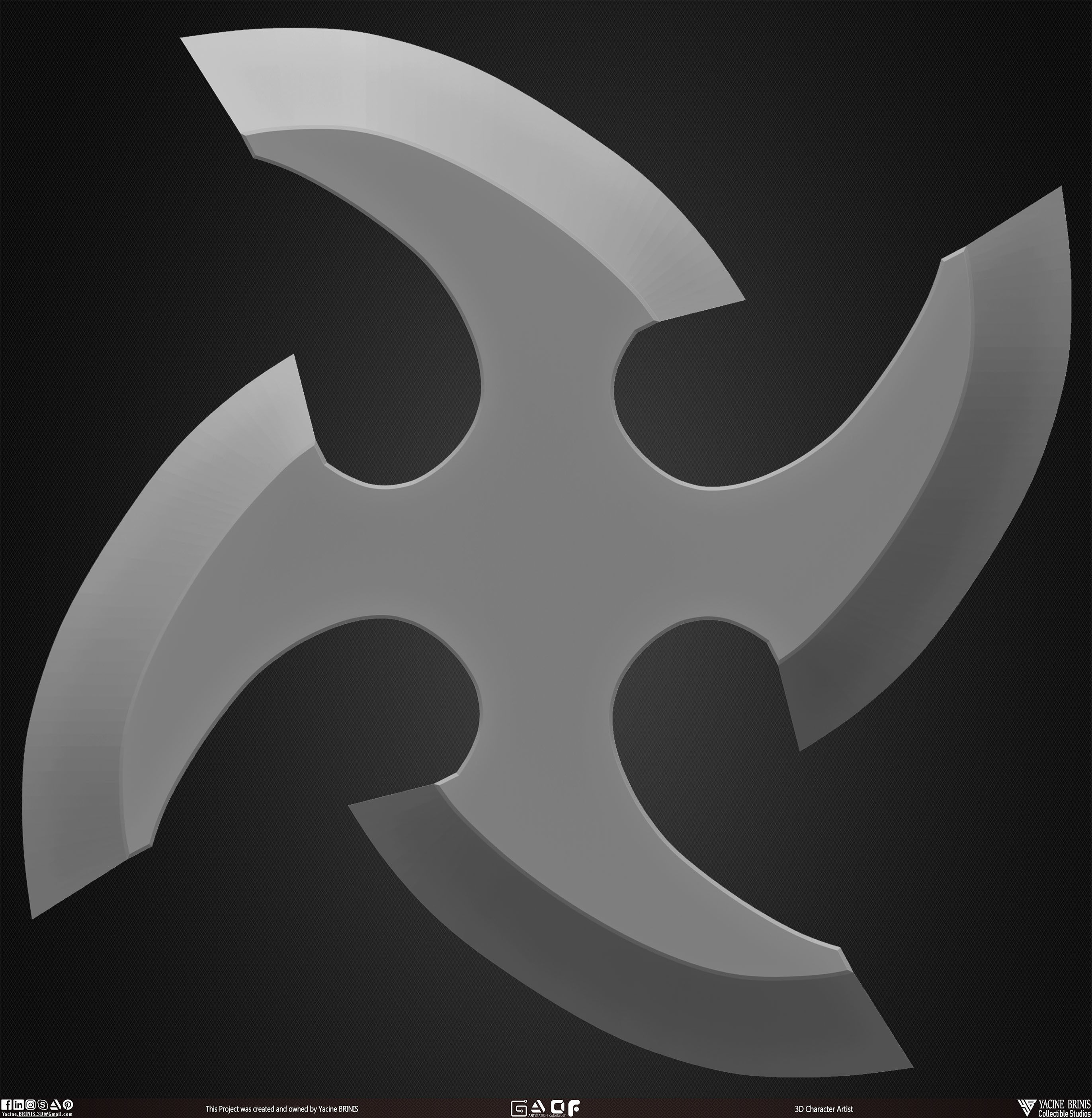 10 Shuriken Throwing Weapons Pack 01 Low-poly 3D model_18