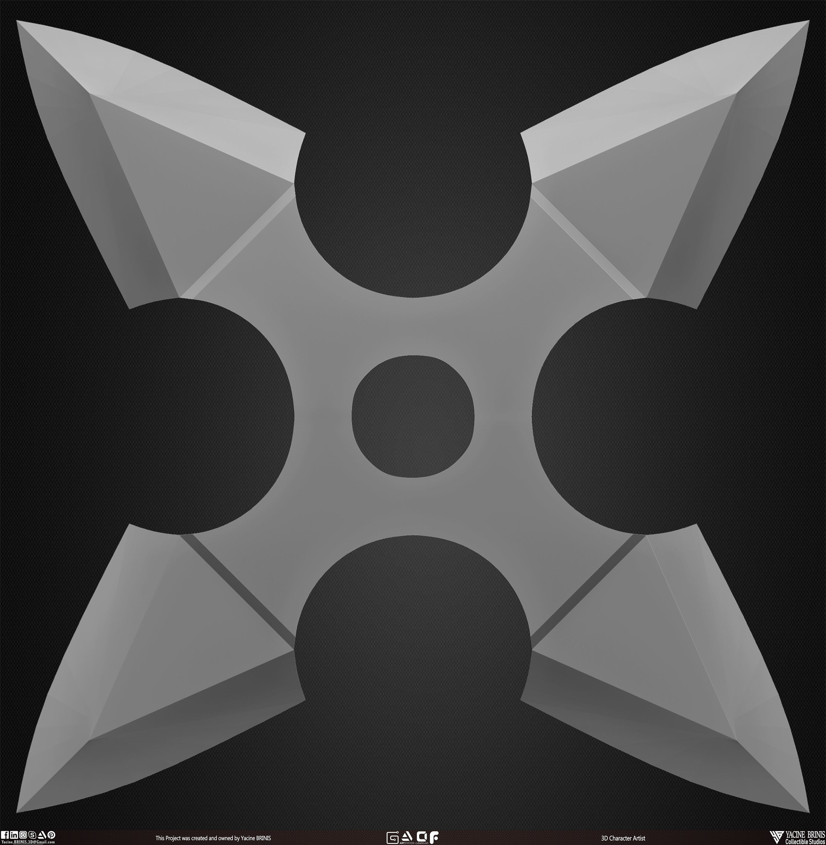 10 Shuriken Throwing Weapons Pack 01 Low-poly 3D model_24