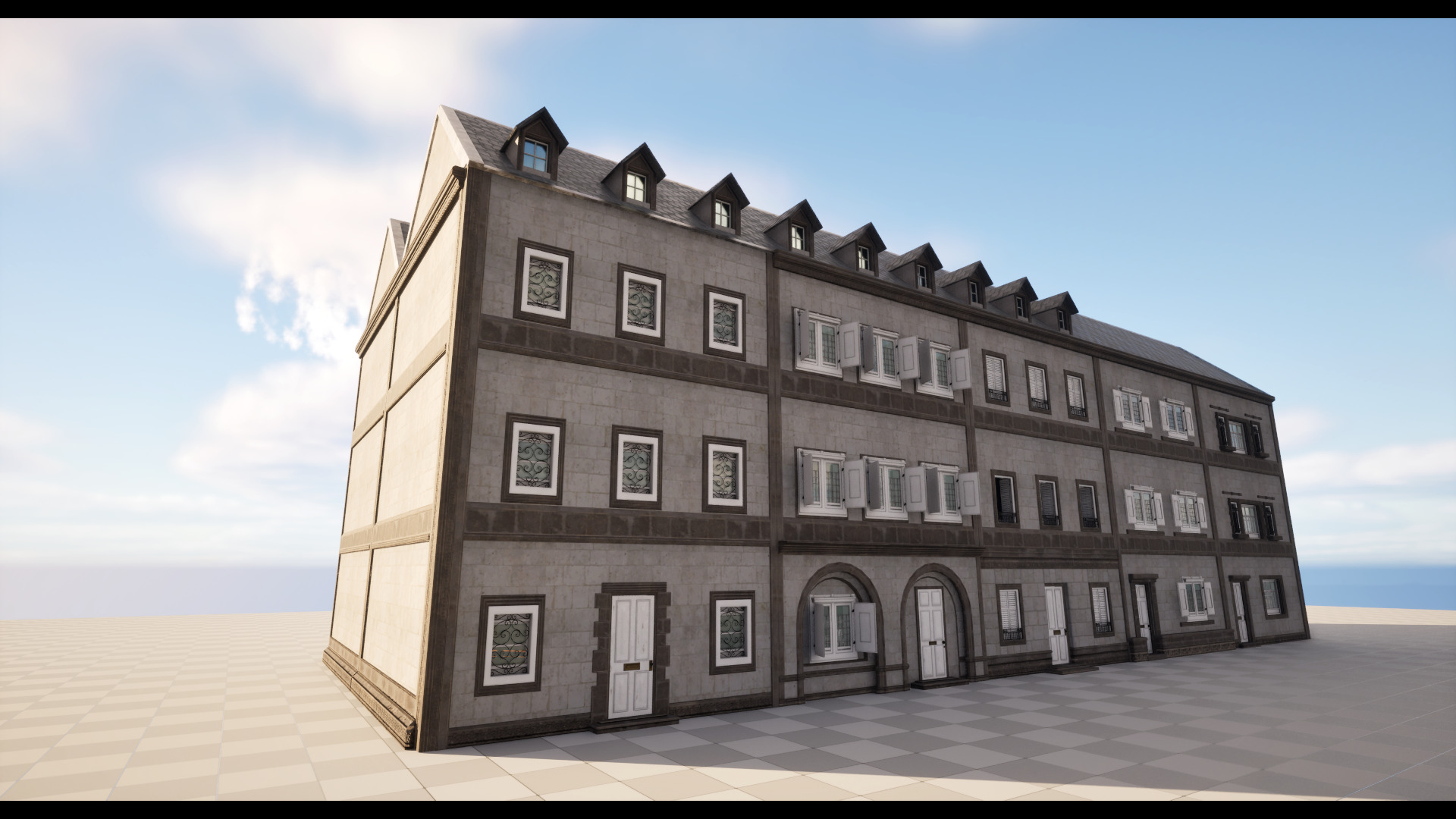 Modular Georgian Walls - Houses Low-poly 3D model_11