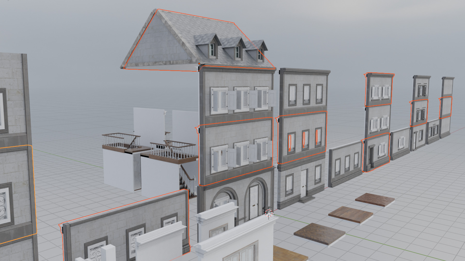 Modular Georgian Walls - Houses Low-poly 3D model_4