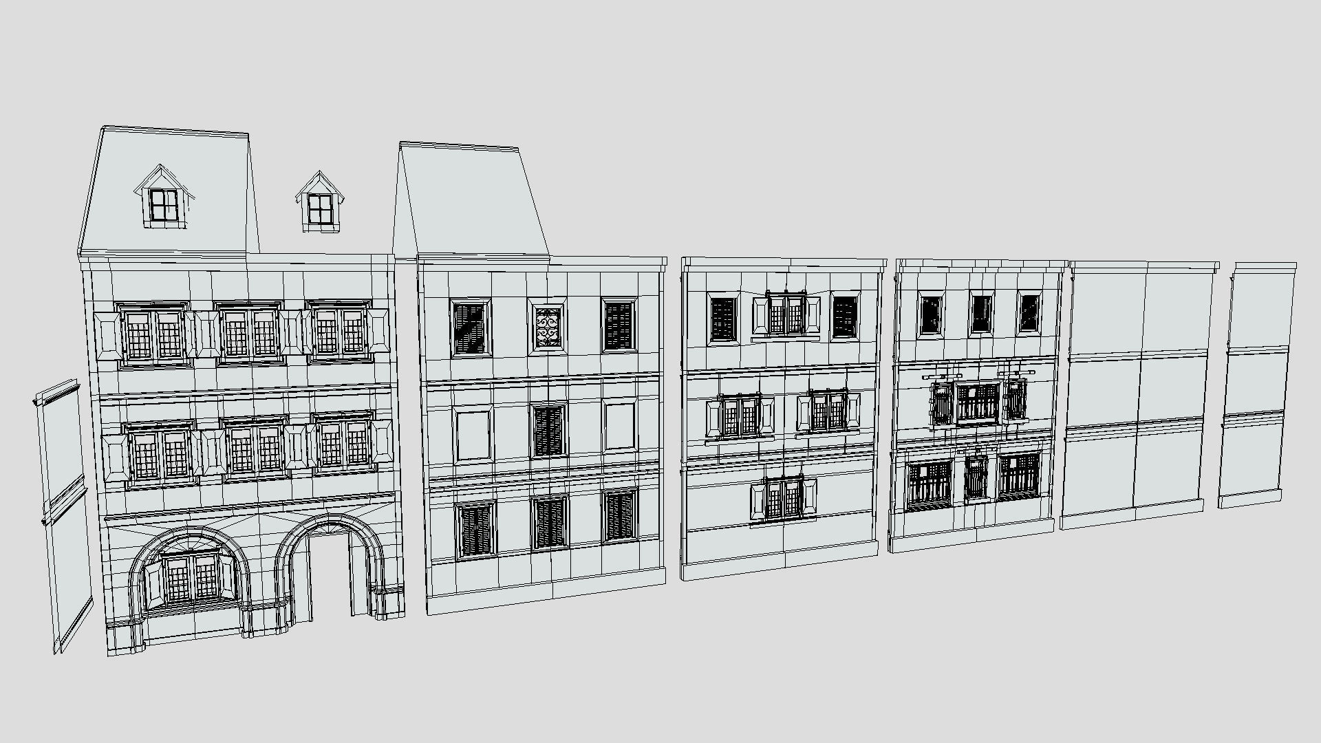 Modular Georgian Walls - Houses Low-poly 3D model_15