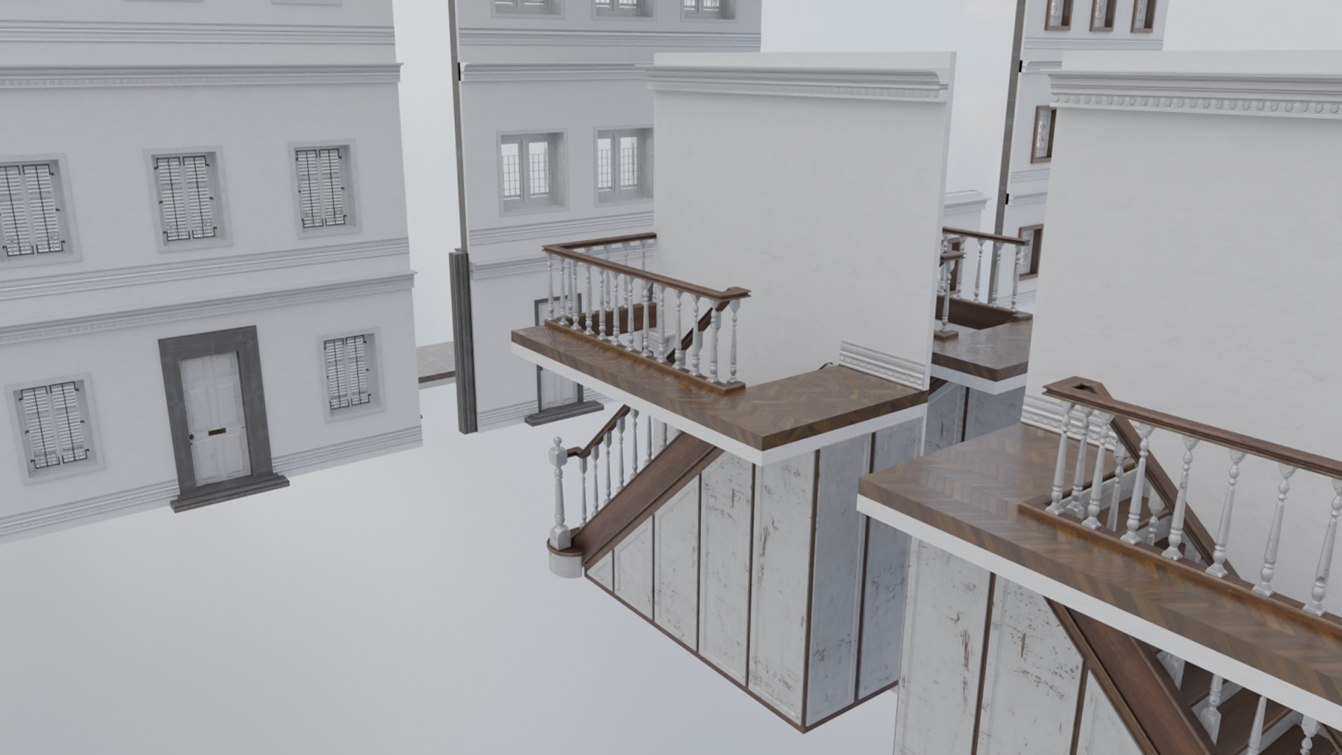 Modular Georgian Walls - Houses Low-poly 3D model_2