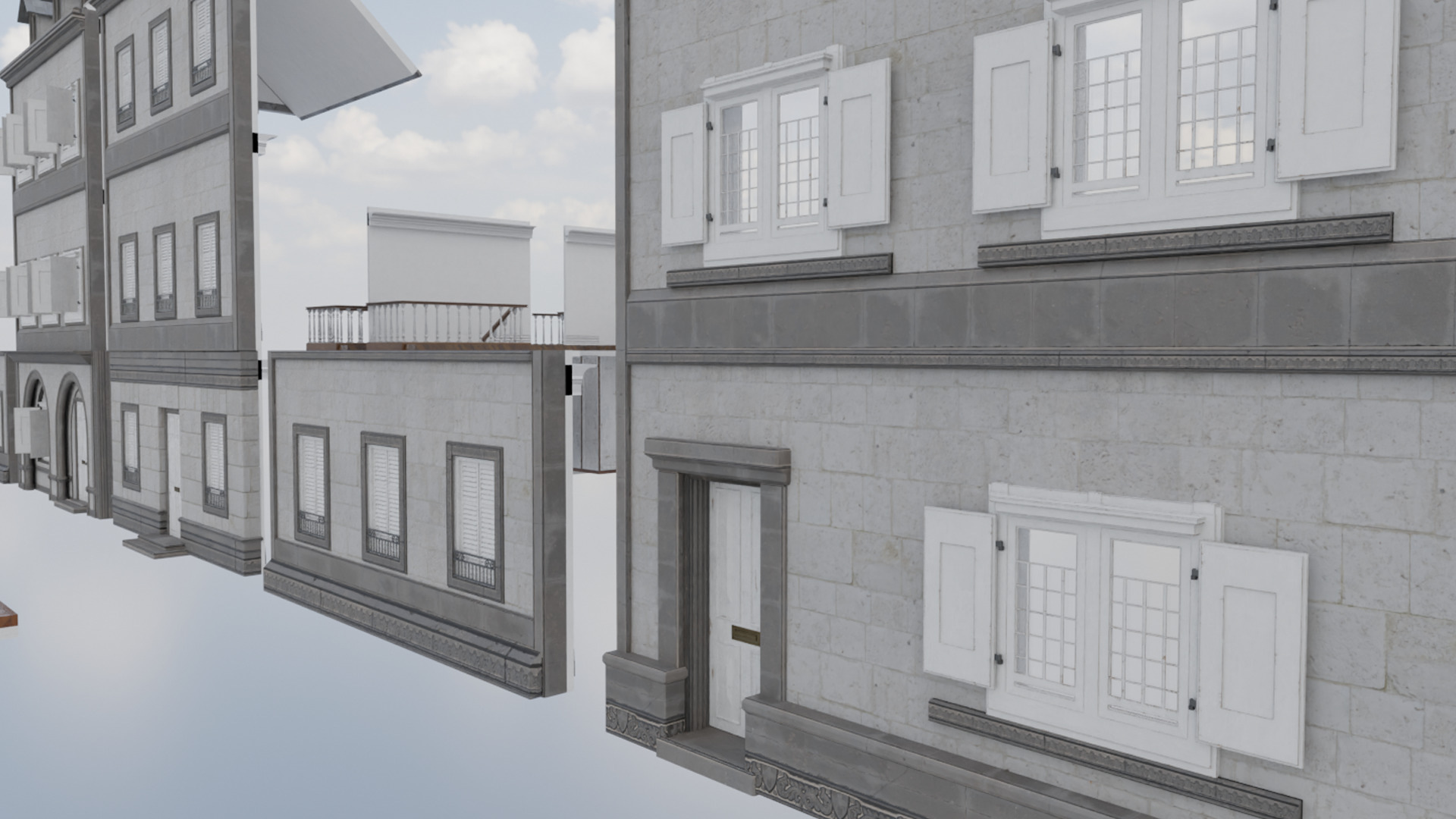 Modular Georgian Walls - Houses Low-poly 3D model_5