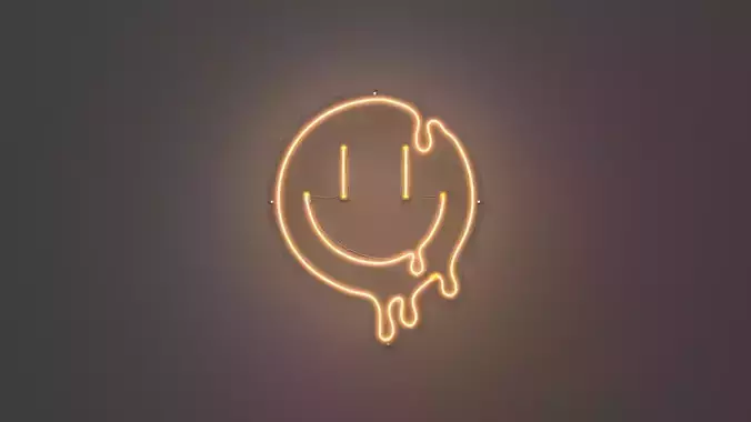 Melting Smiley Face - Neon Sign 3D model