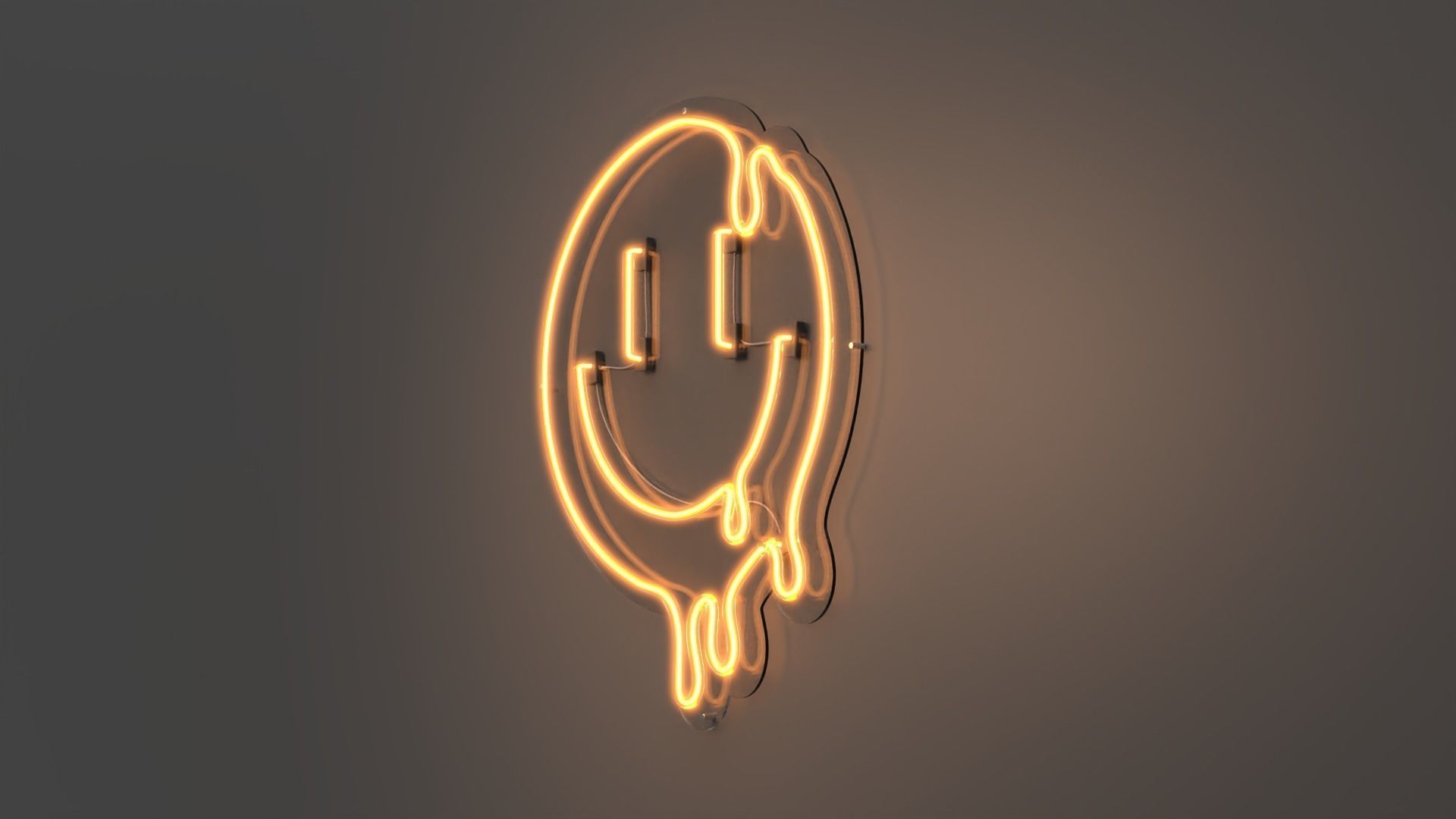 Melting Smiley Face - Neon Sign 3D model_3