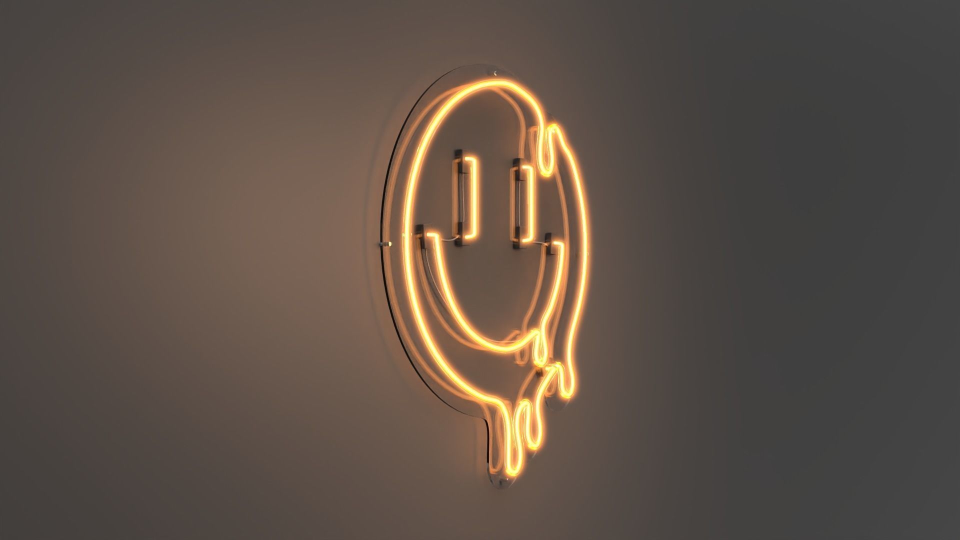 Melting Smiley Face - Neon Sign 3D model_4