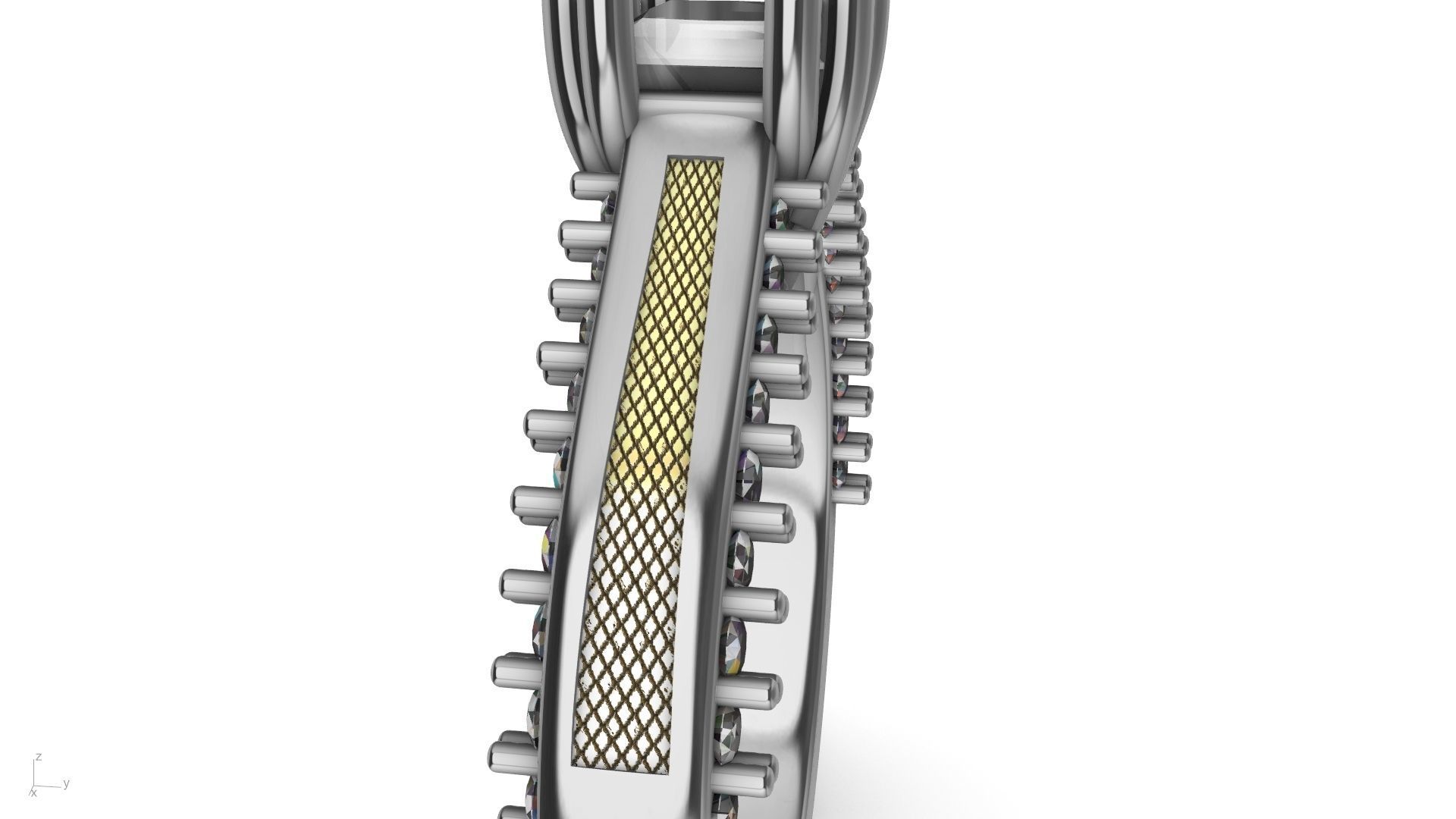 princess cut  diamondshank textured engagement ring stl verified 3D print model_15