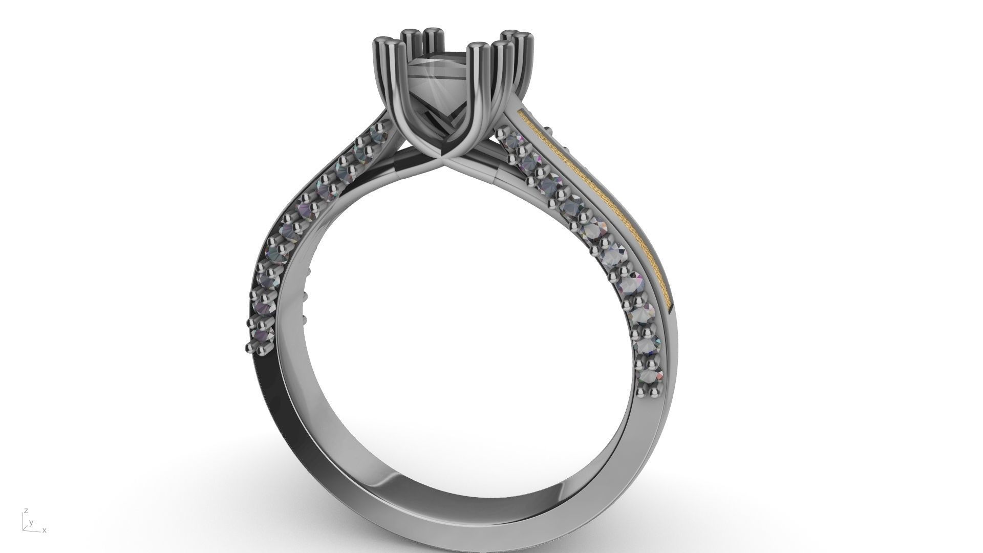 princess cut  diamondshank textured engagement ring stl verified 3D print model_13
