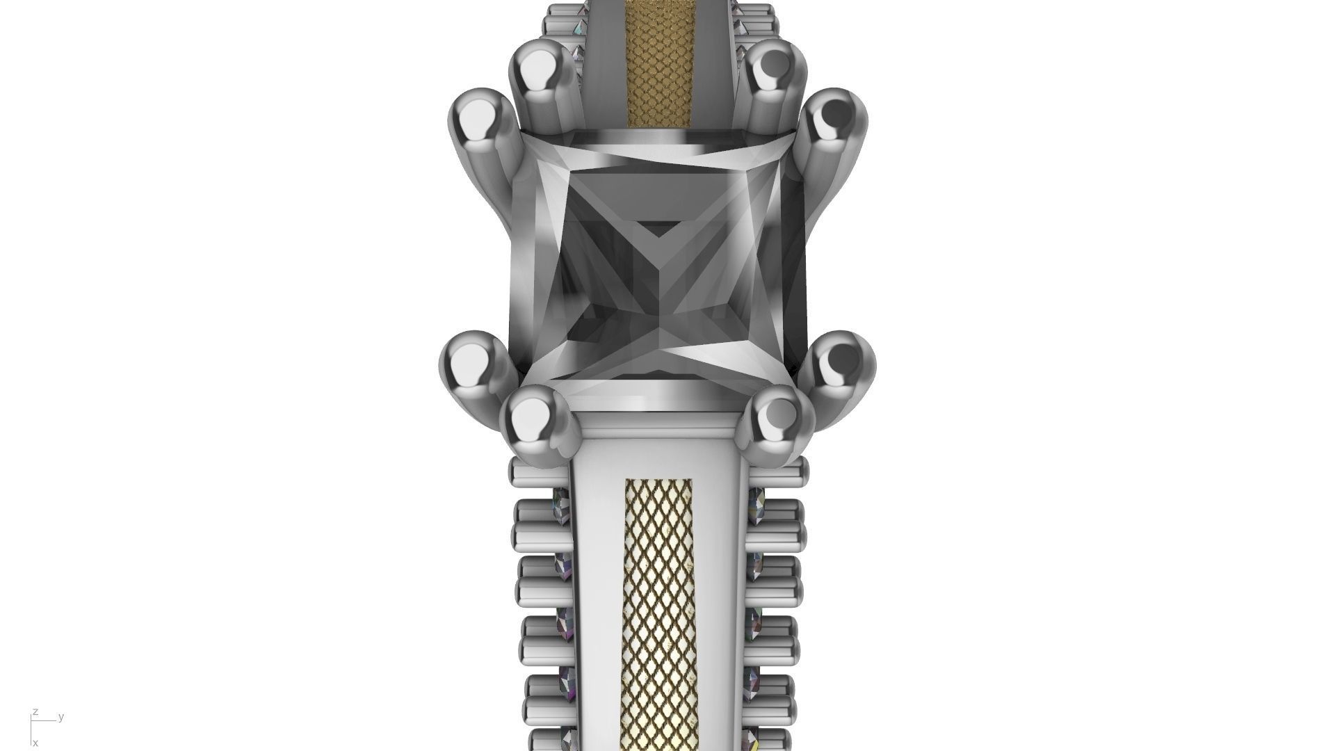 princess cut  diamondshank textured engagement ring stl verified 3D print model_11