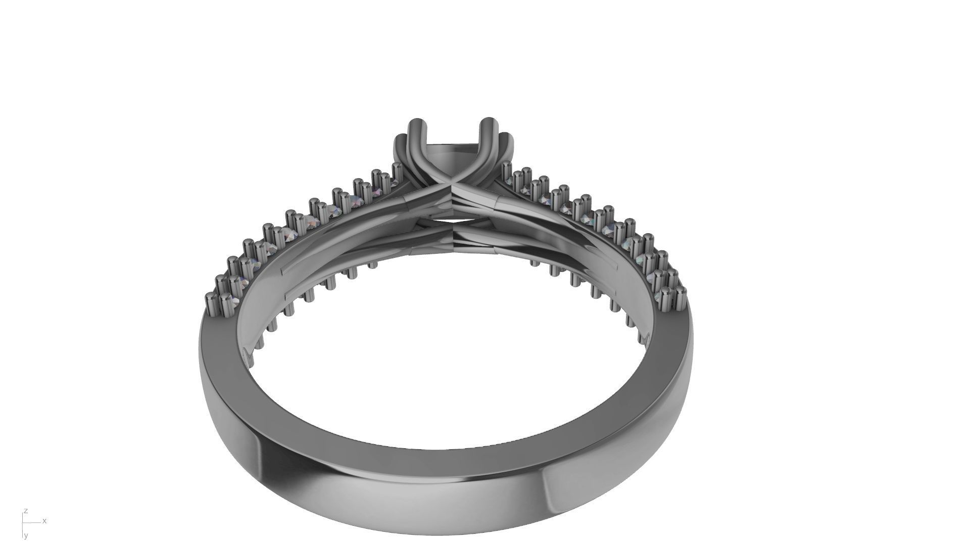 princess cut  diamondshank textured engagement ring stl verified 3D print model_6