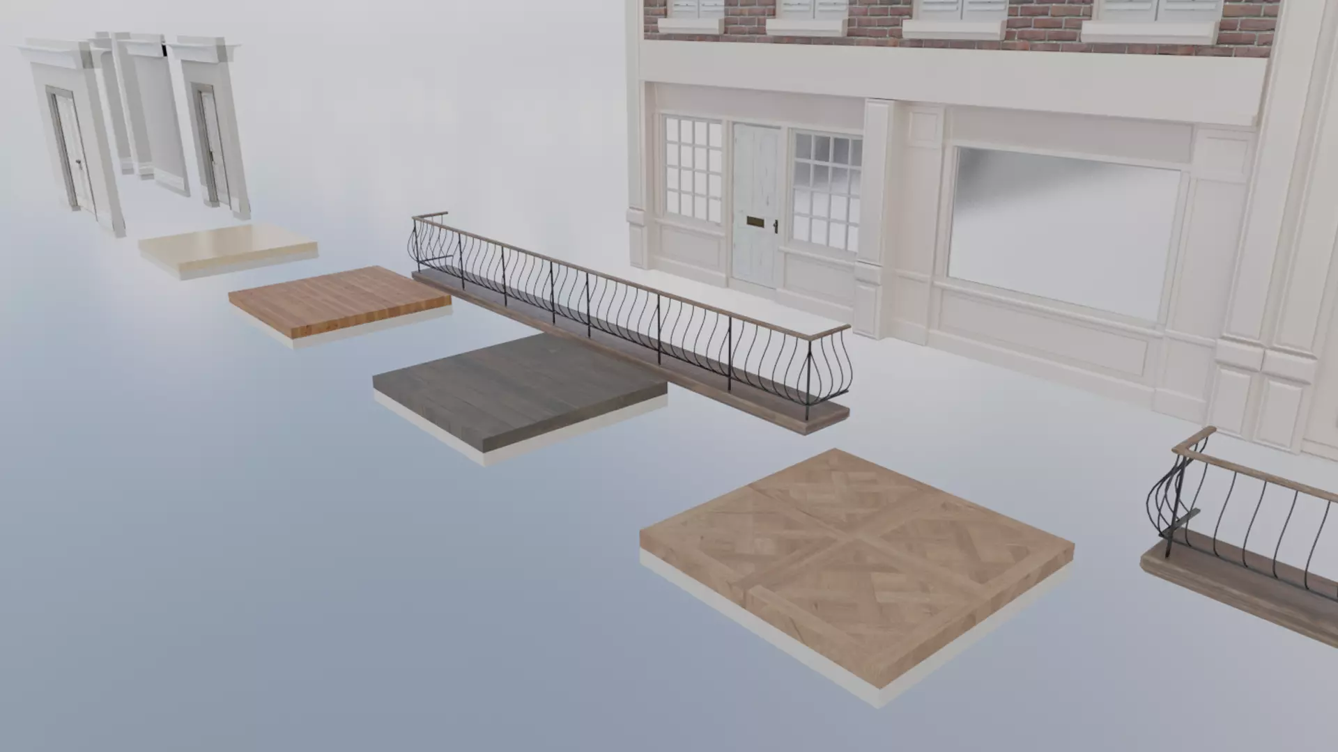 Modular Georgian Walls - Houses Low-poly 3D model_3