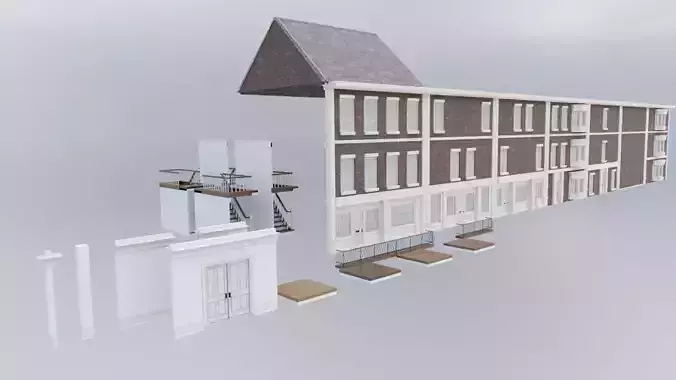 Modular Georgian Walls - Houses Low-poly 3D model