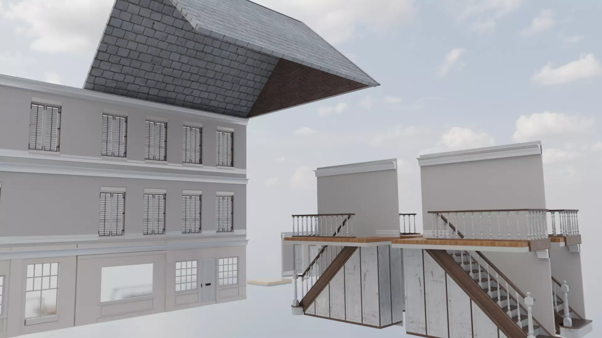 Modular Georgian Walls - Houses Low-poly 3D model_2