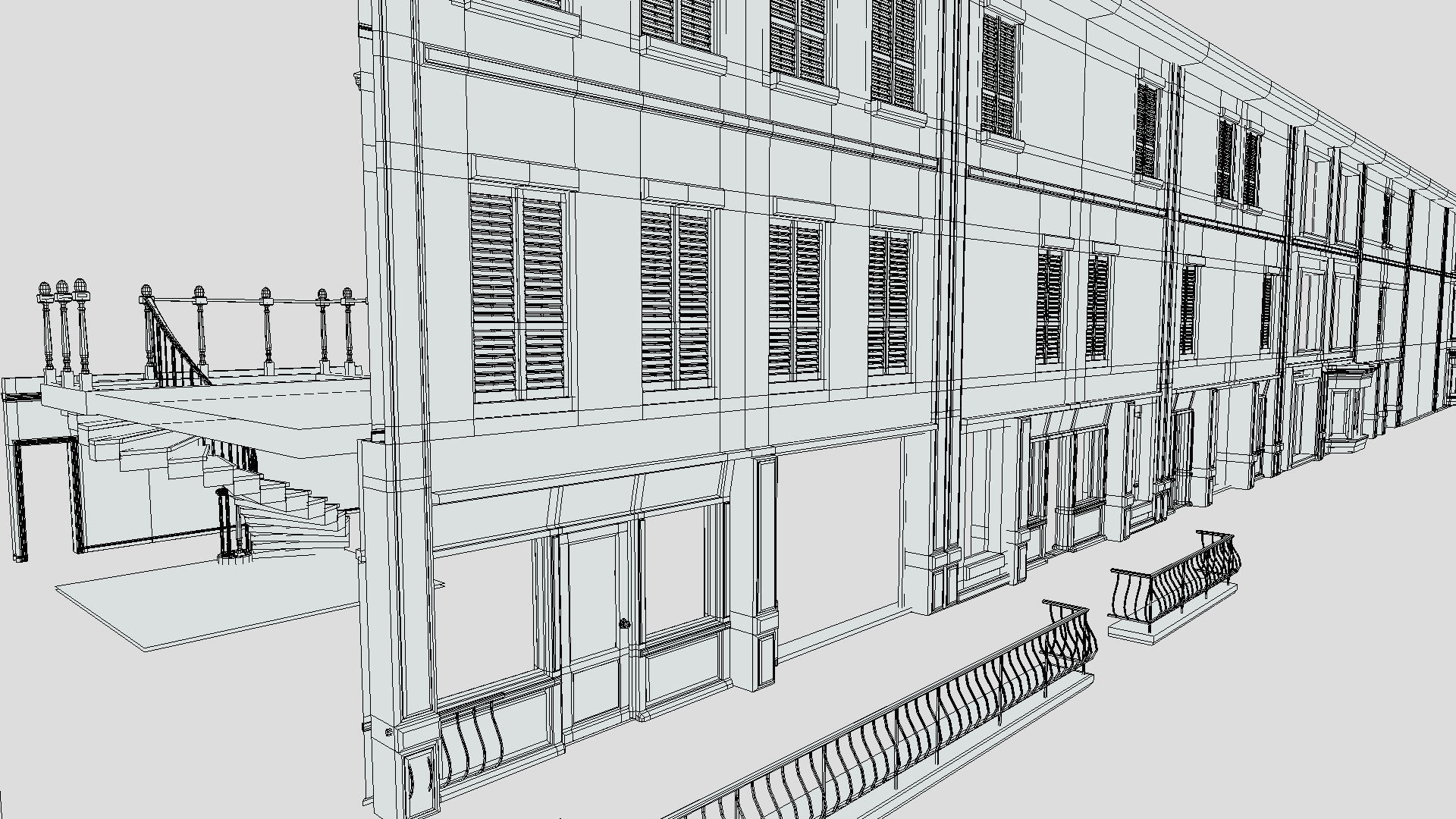 Modular Georgian Walls - Houses Low-poly 3D model_6