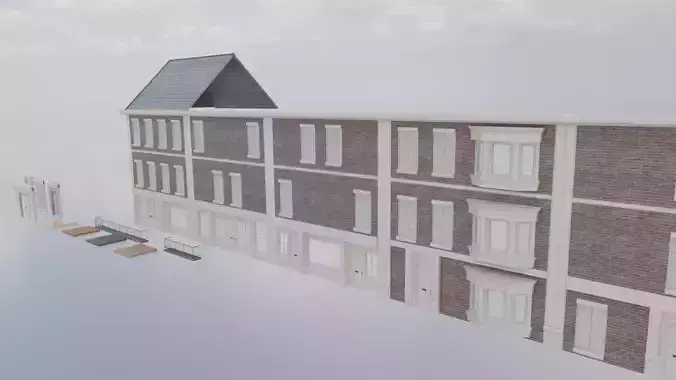 Modular Georgian Walls - Houses Low-poly 3D model Modular Georgian Walls - Houses Low-poly 3D model