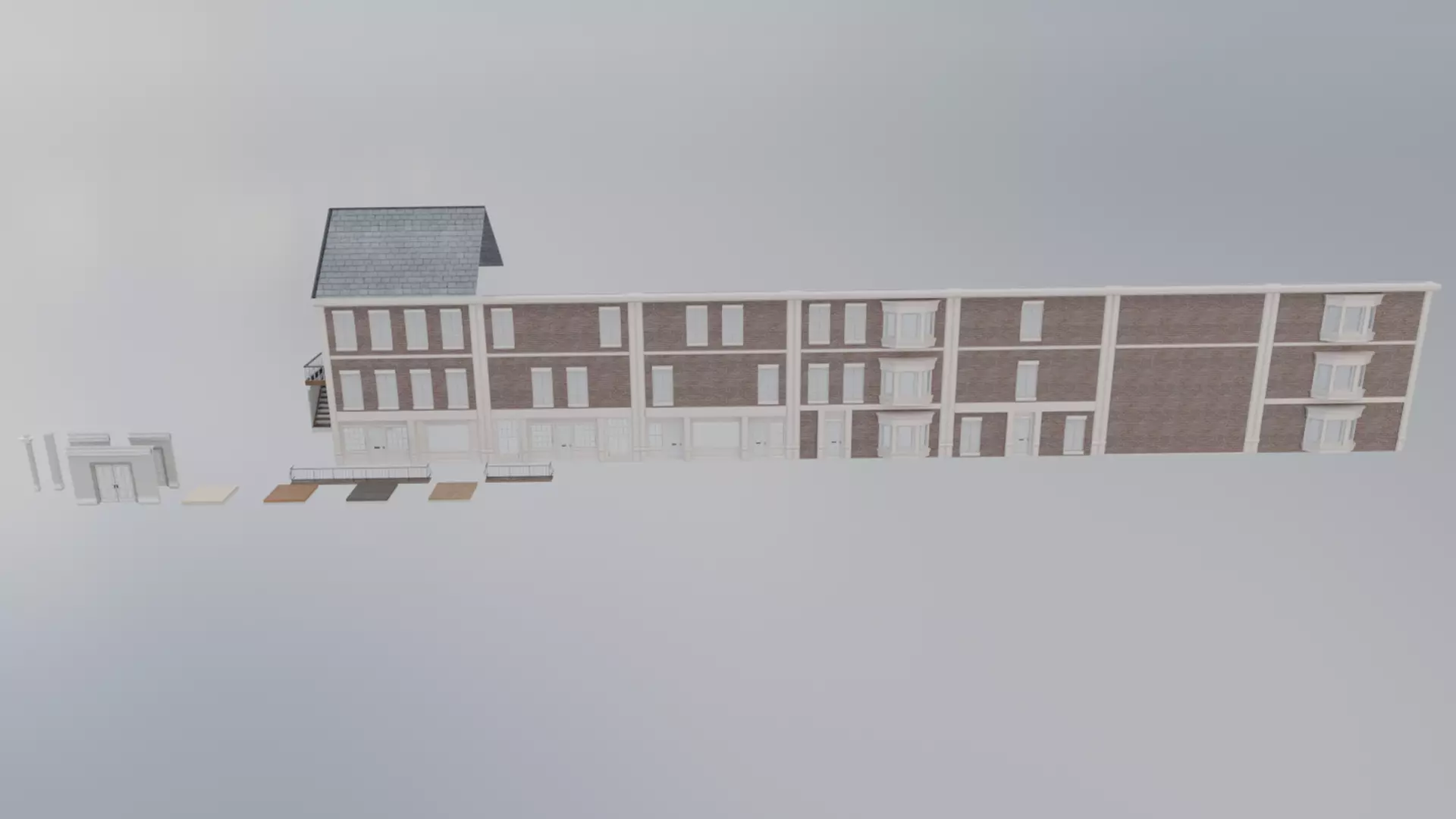 Modular Georgian Walls - Houses Low-poly 3D model_7