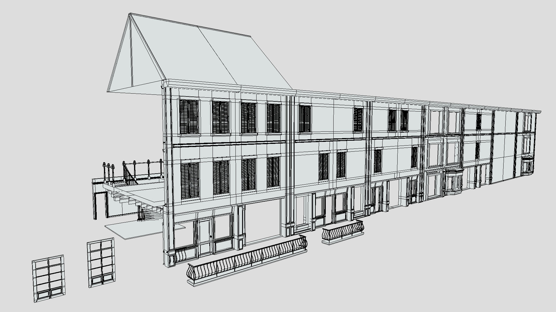 Modular Georgian Walls - Houses Low-poly 3D model_4