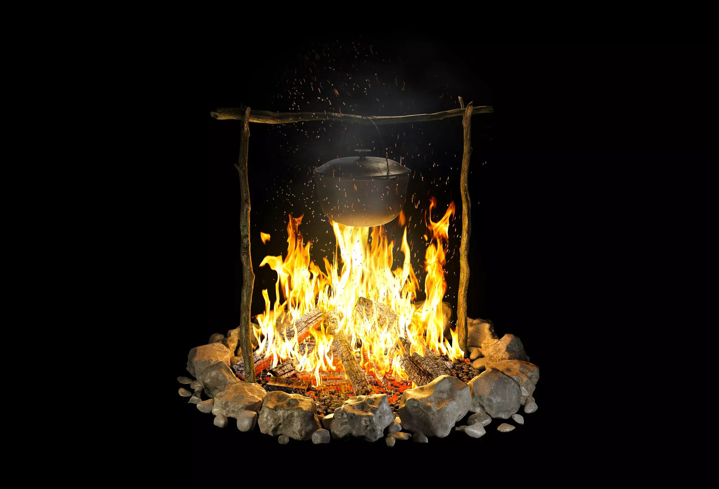 Bonfire with pot 1 3D model_0