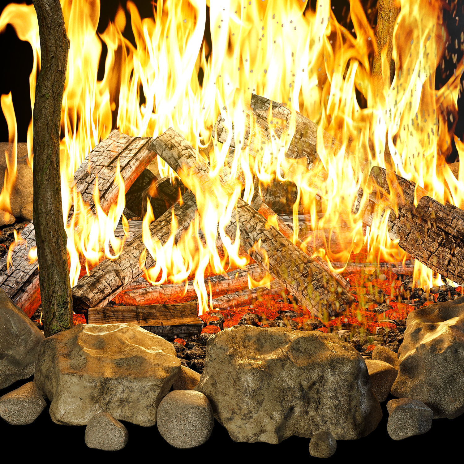 Bonfire with pot 1 3D model_5