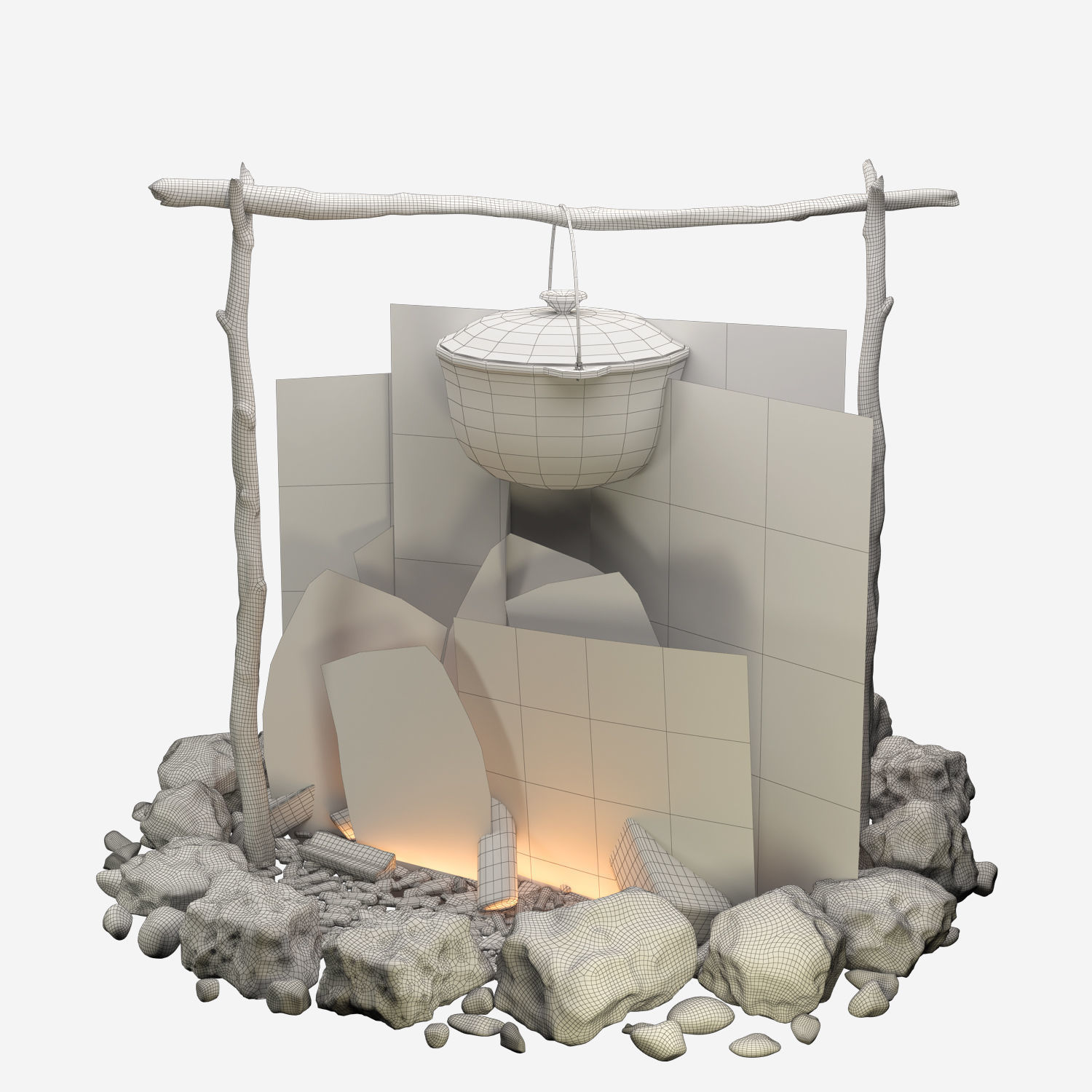 Bonfire with pot 1 3D model_8