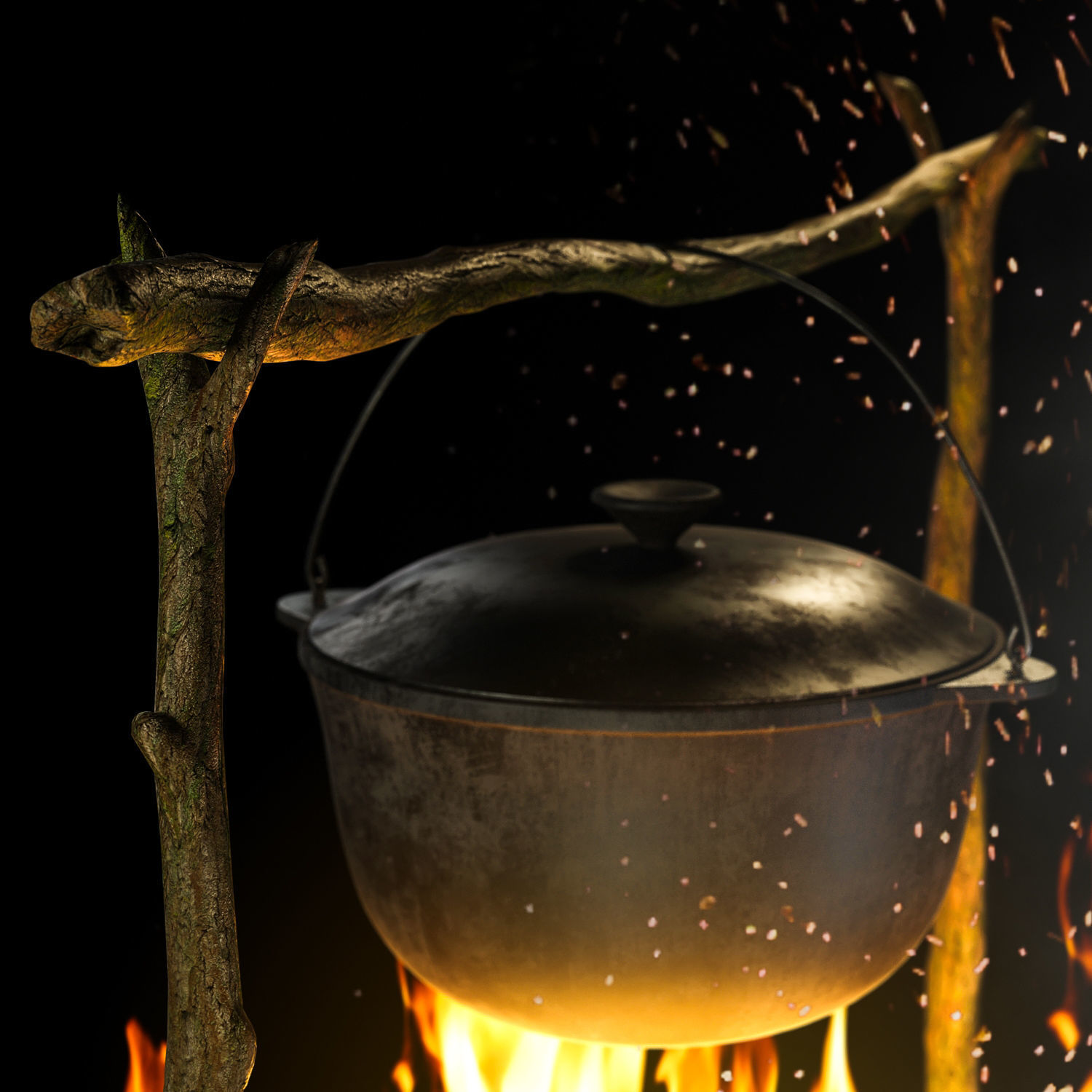 Bonfire with pot 1 3D model_6