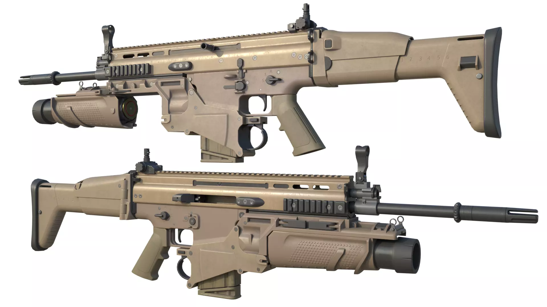 Fn Scar H mk17 Low-poly 3D model_0