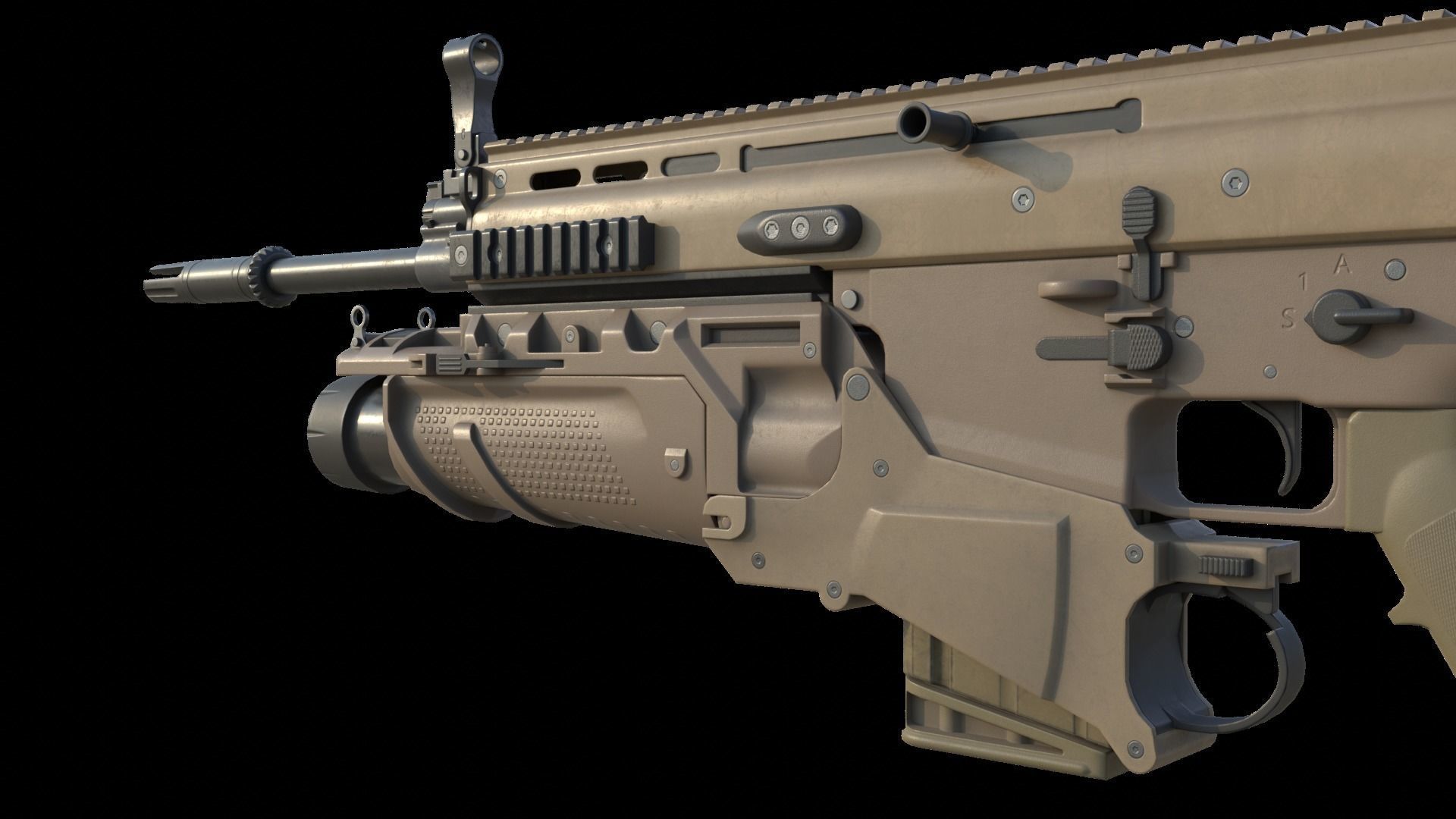 Fn Scar H mk17 Low-poly 3D model_4