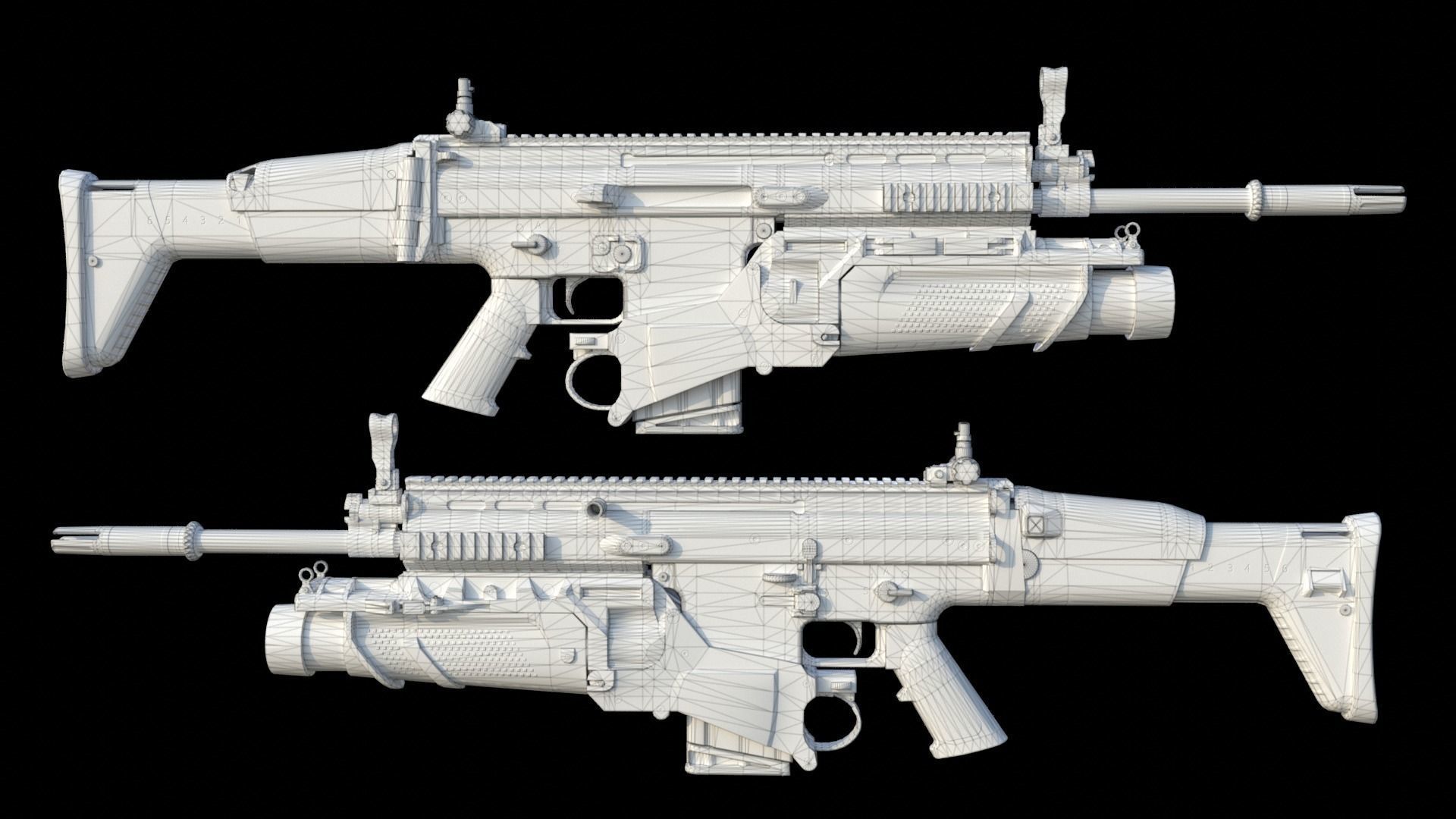 Fn Scar H mk17 Low-poly 3D model_7