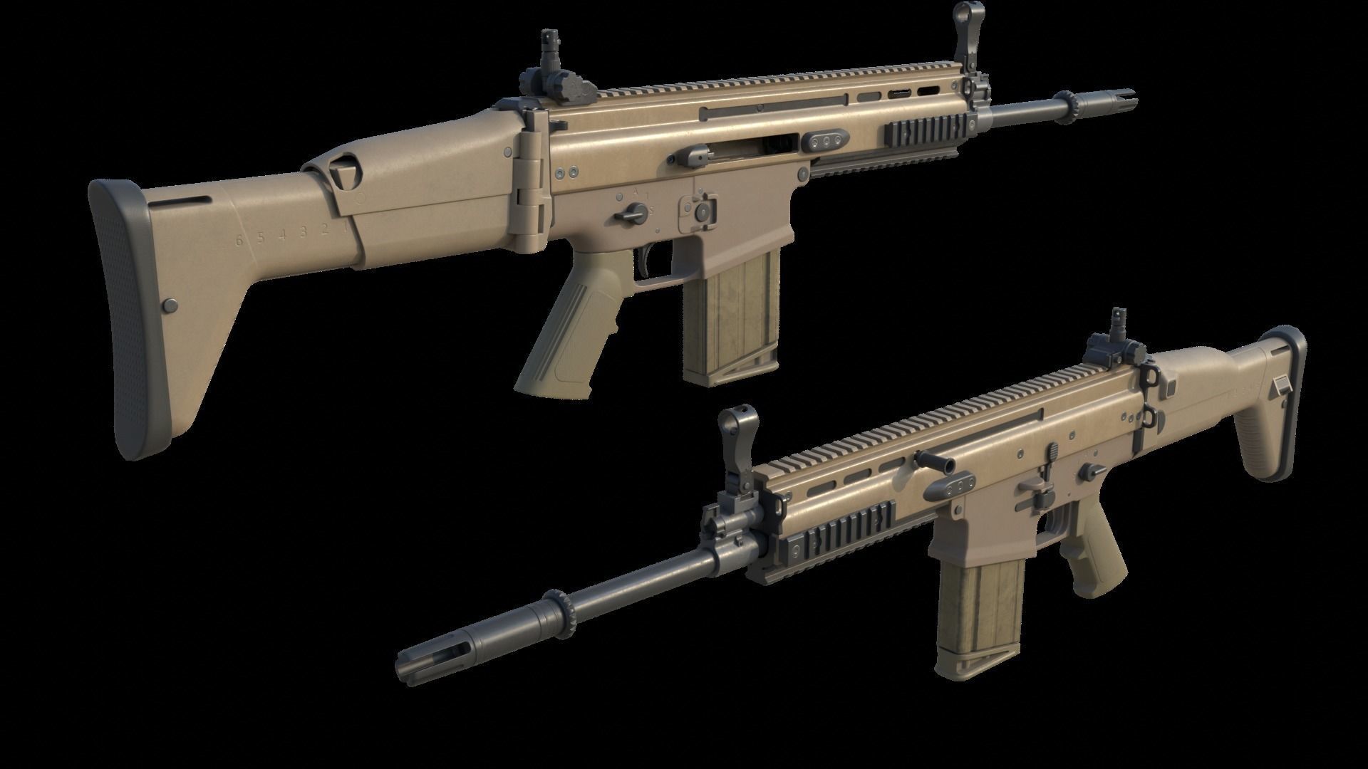 Fn Scar H mk17 Low-poly 3D model_1
