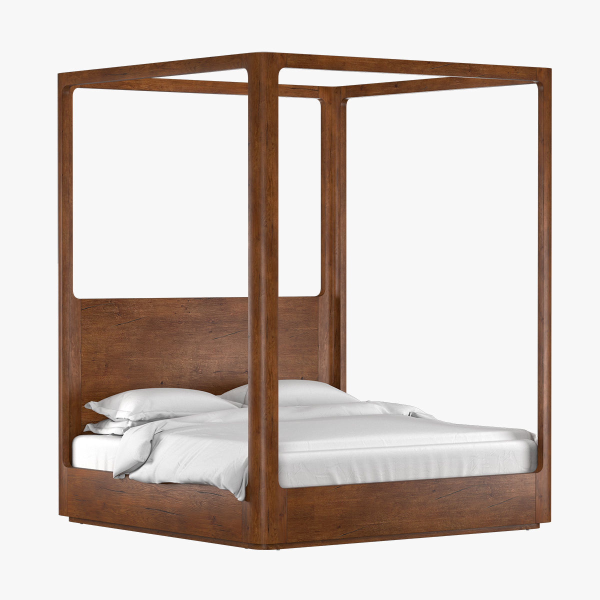 OSLO PANEL PLATFORM CANOPY BED Caramel 3D model_9