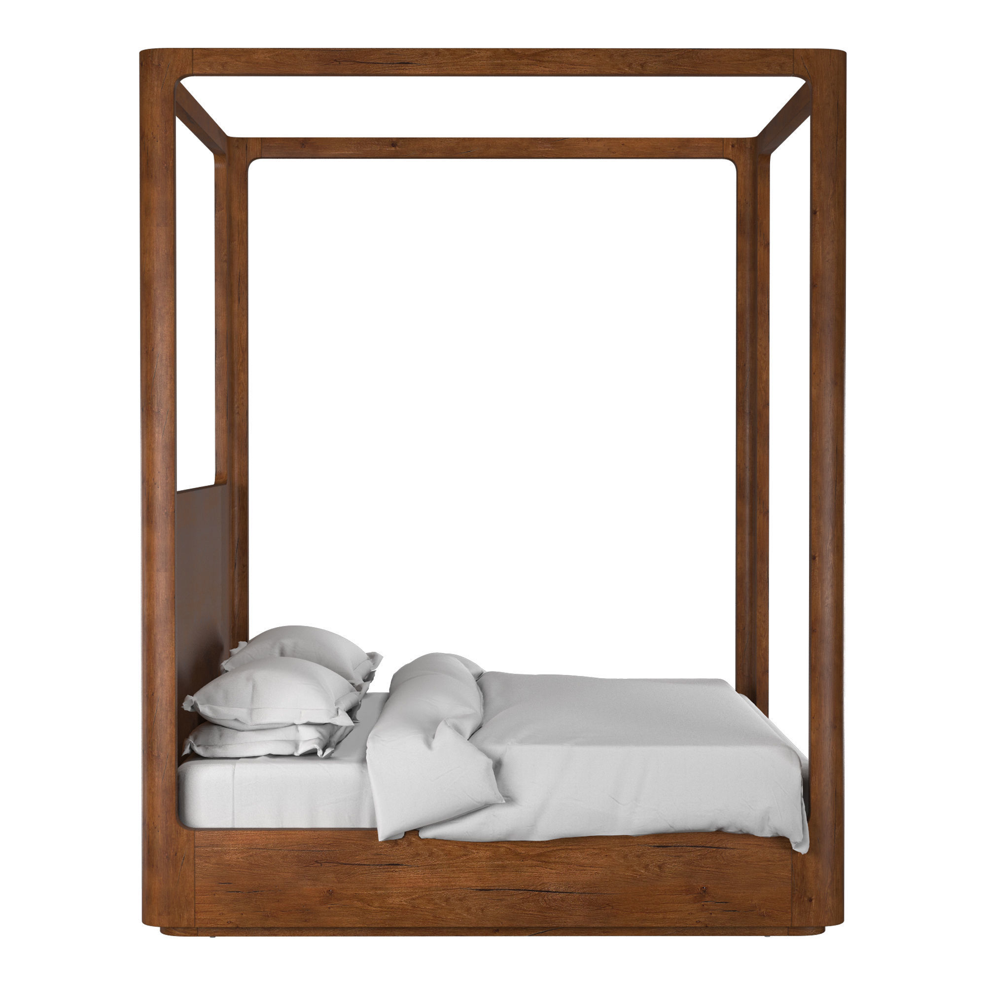 OSLO PANEL PLATFORM CANOPY BED Caramel 3D model_5
