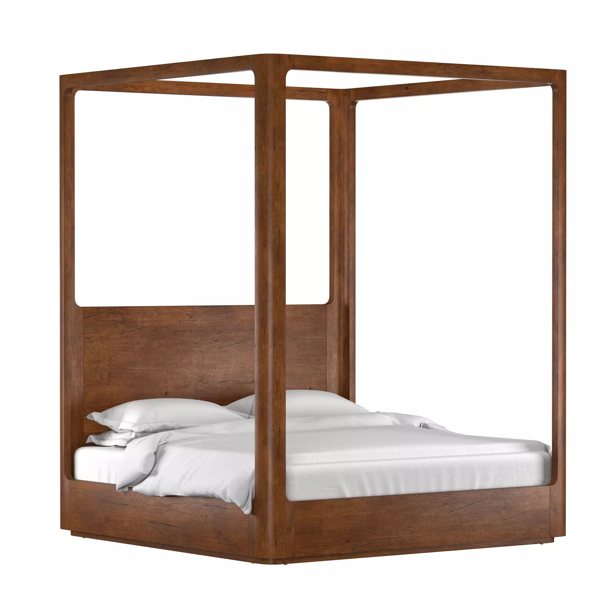 OSLO PANEL PLATFORM CANOPY BED Caramel 3D model_0