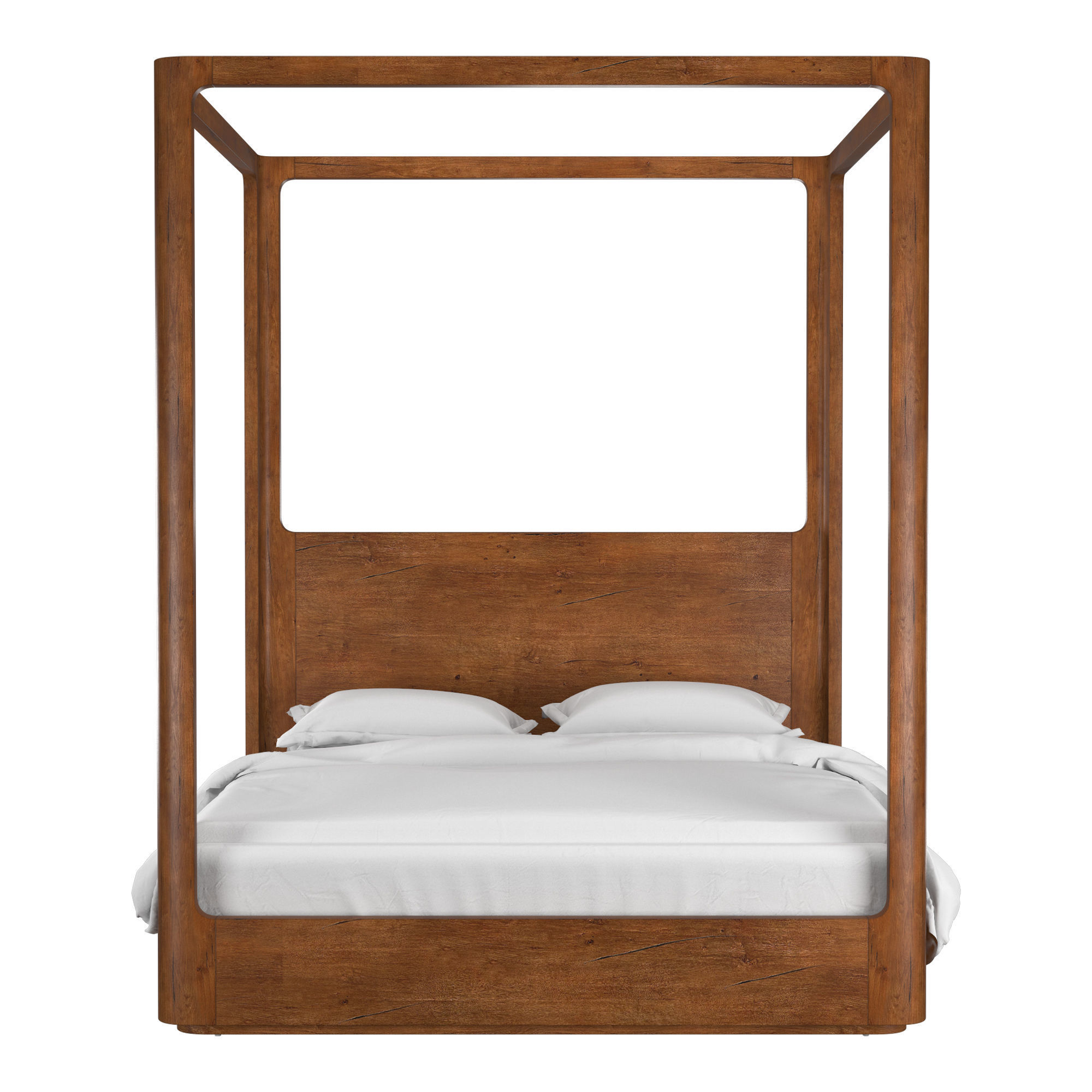 OSLO PANEL PLATFORM CANOPY BED Caramel 3D model_2