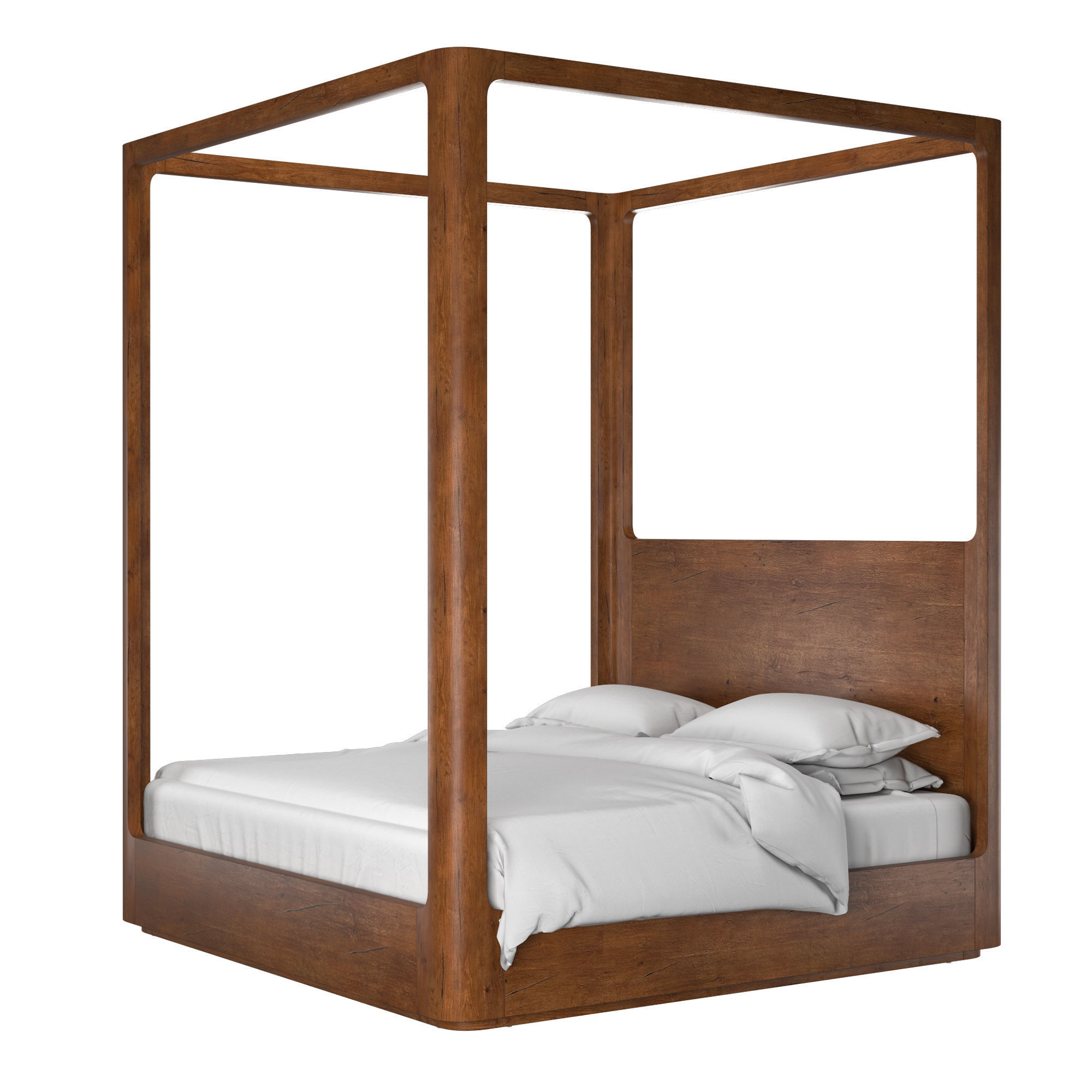OSLO PANEL PLATFORM CANOPY BED Caramel 3D model_6