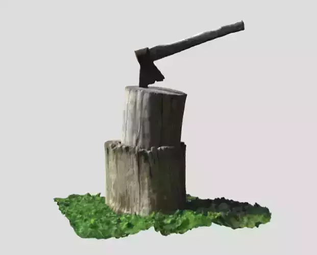 Axe in a Stump - Photoscanned 3D model