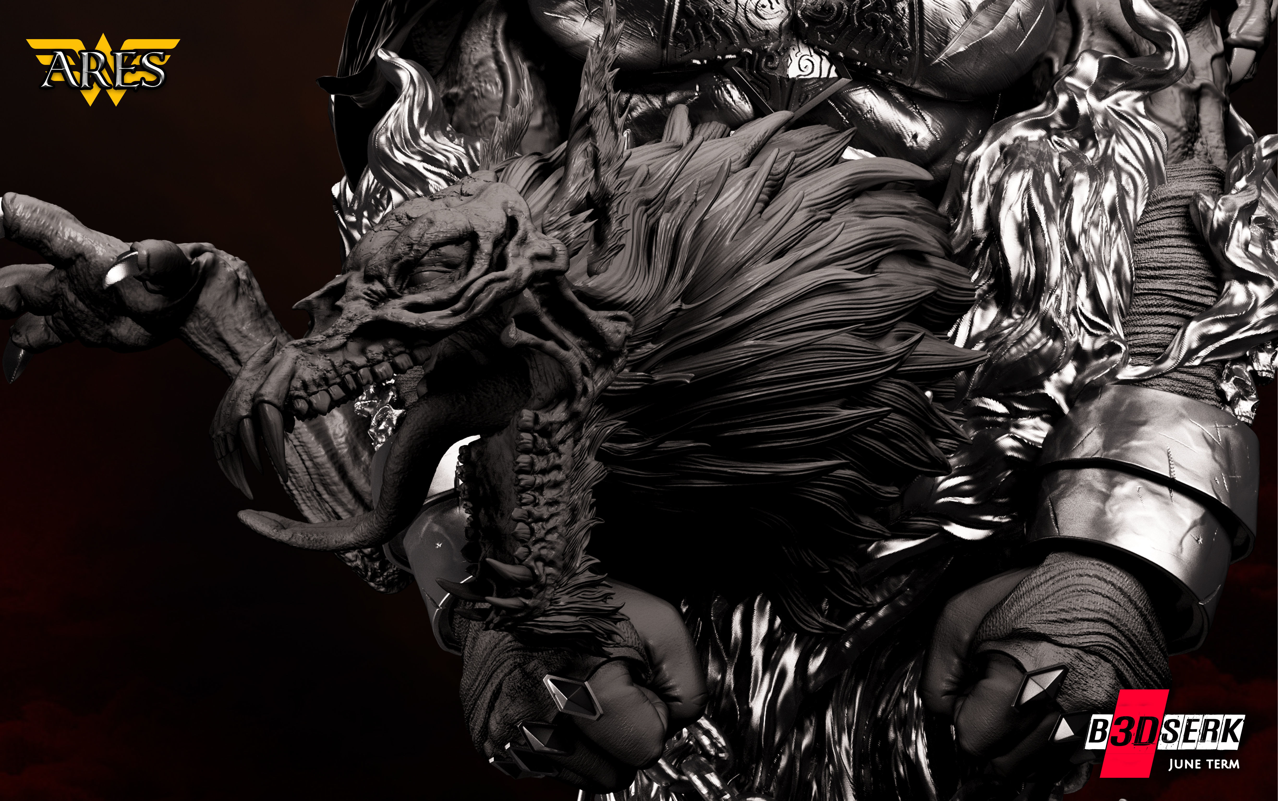 B3DSERK June term 2022 Ares Bust ready for printing 3D 3D print model_7